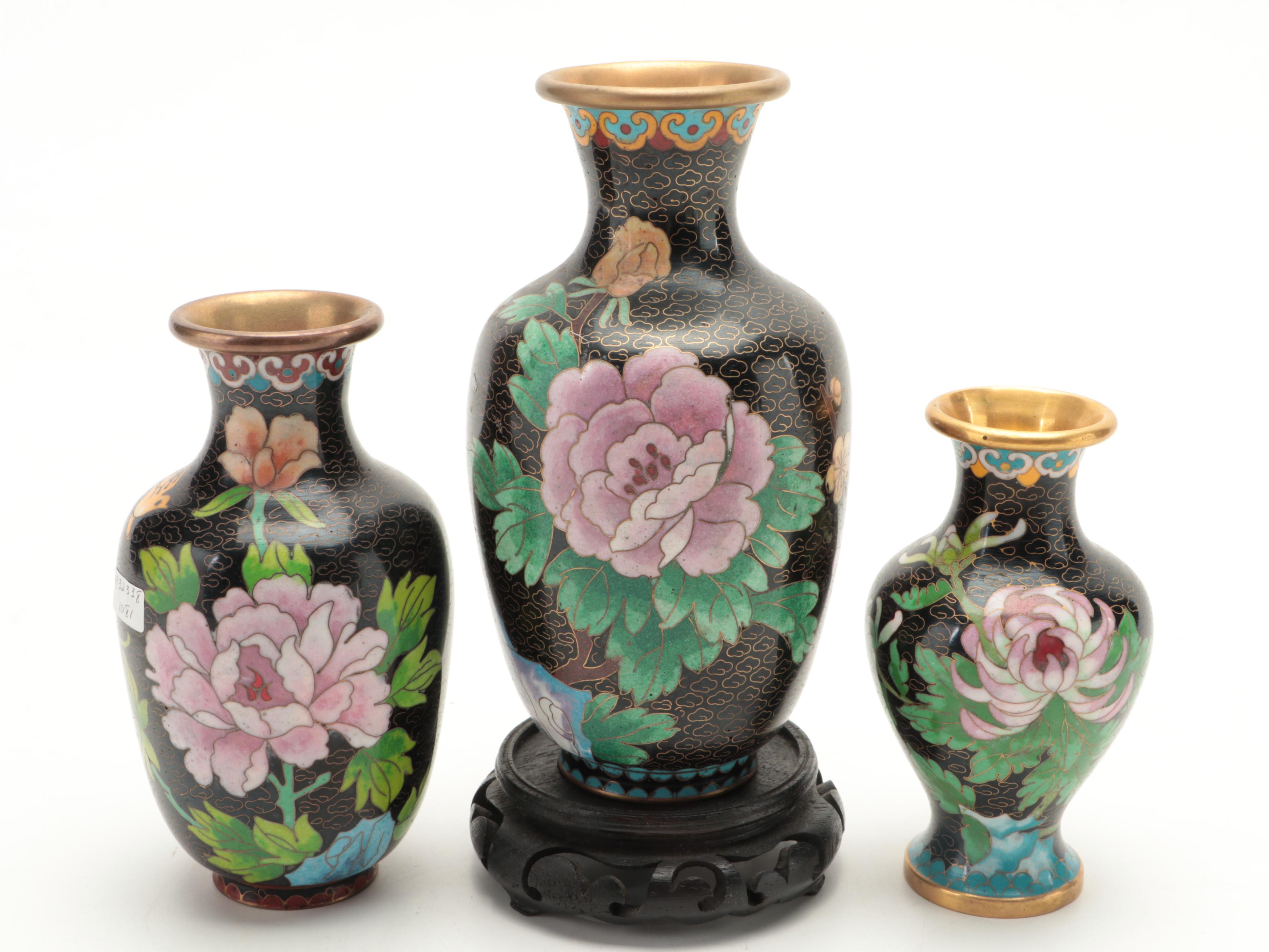 Chinese Cloisonné Vases, Ginger Jar and Lidded Vessel