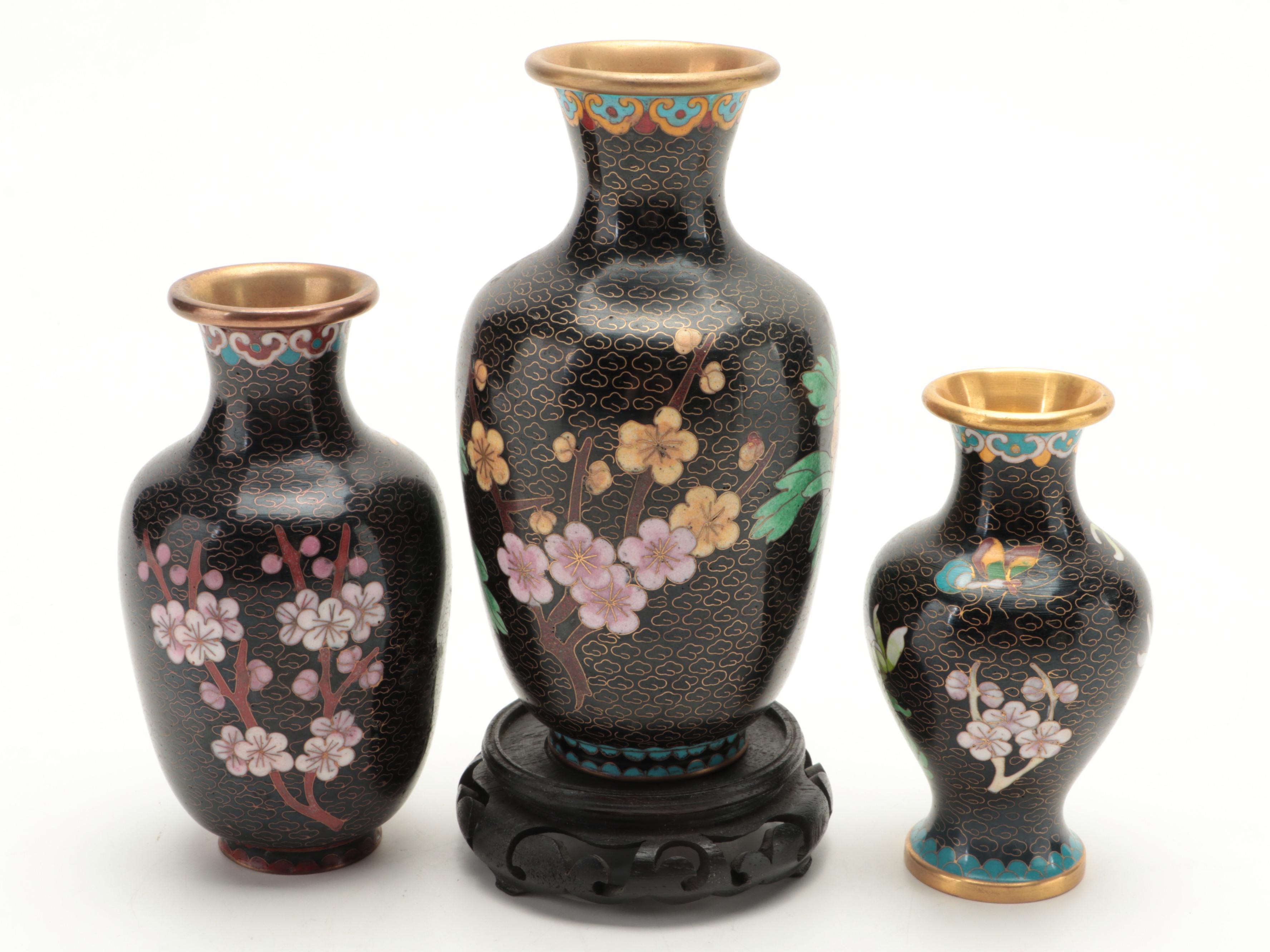 Chinese Cloisonné Vases, Ginger Jar and Lidded Vessel