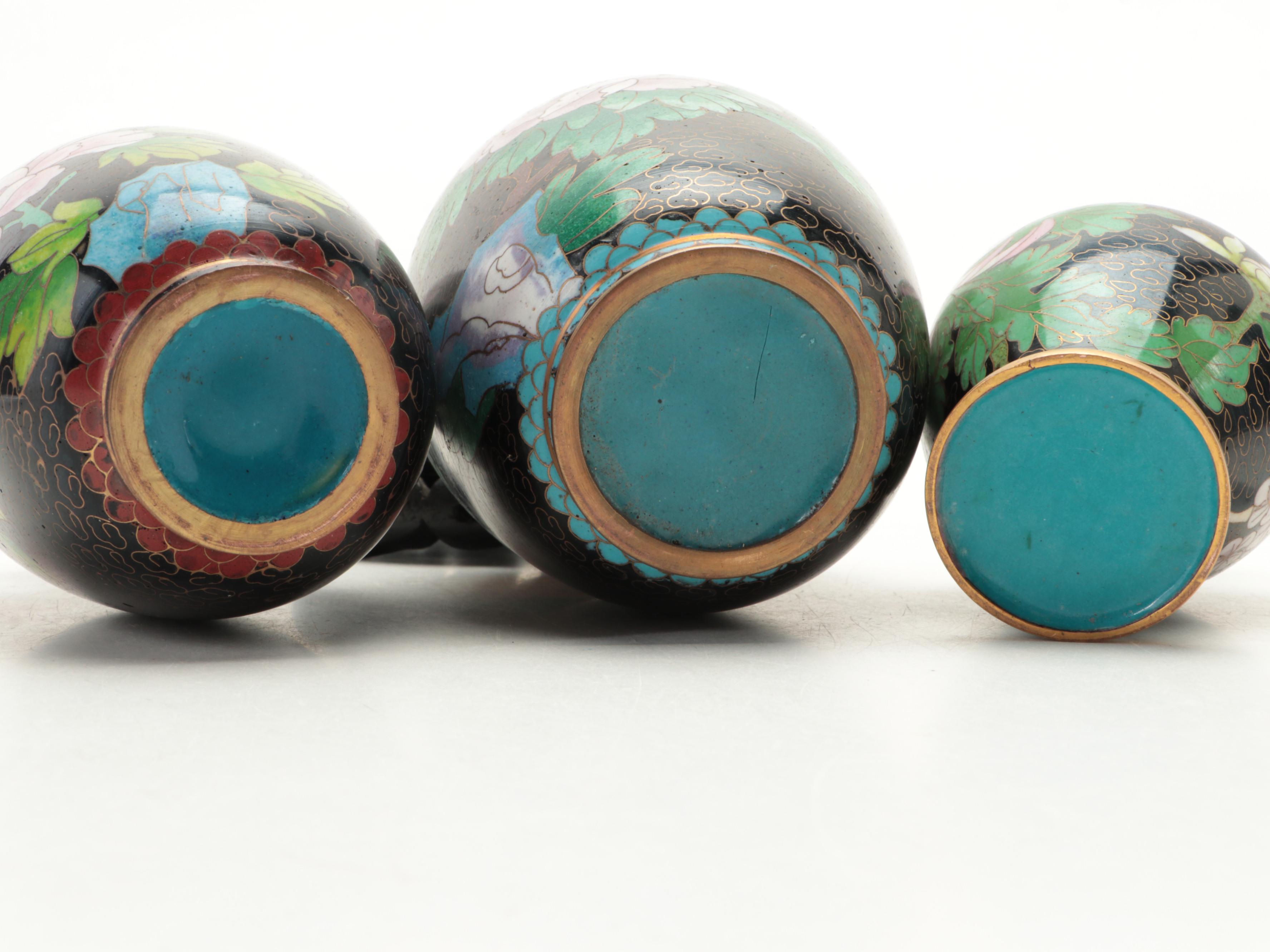 Chinese Cloisonné Vases, Ginger Jar and Lidded Vessel