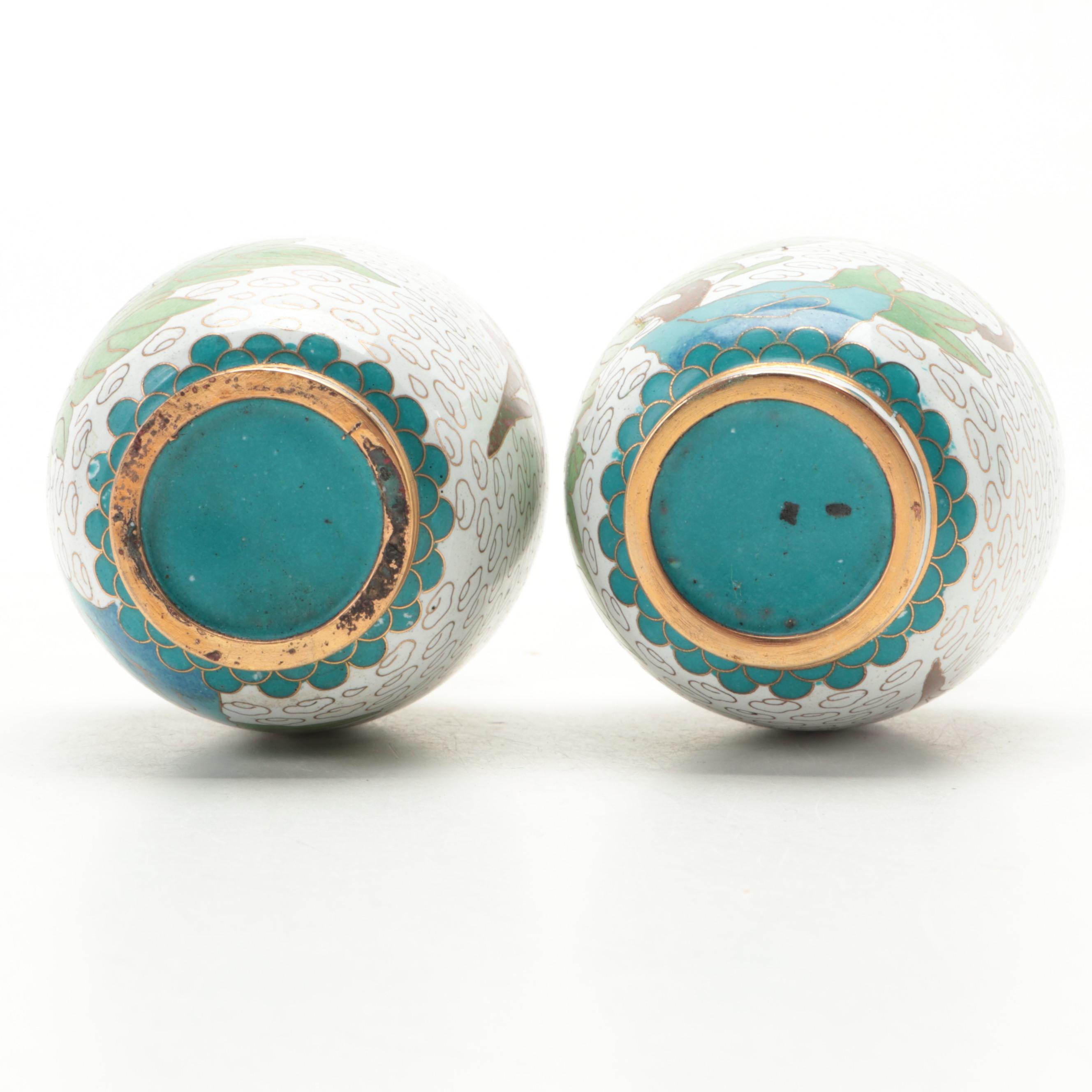 Chinese Cloisonné Vases, Ginger Jar and Lidded Vessel