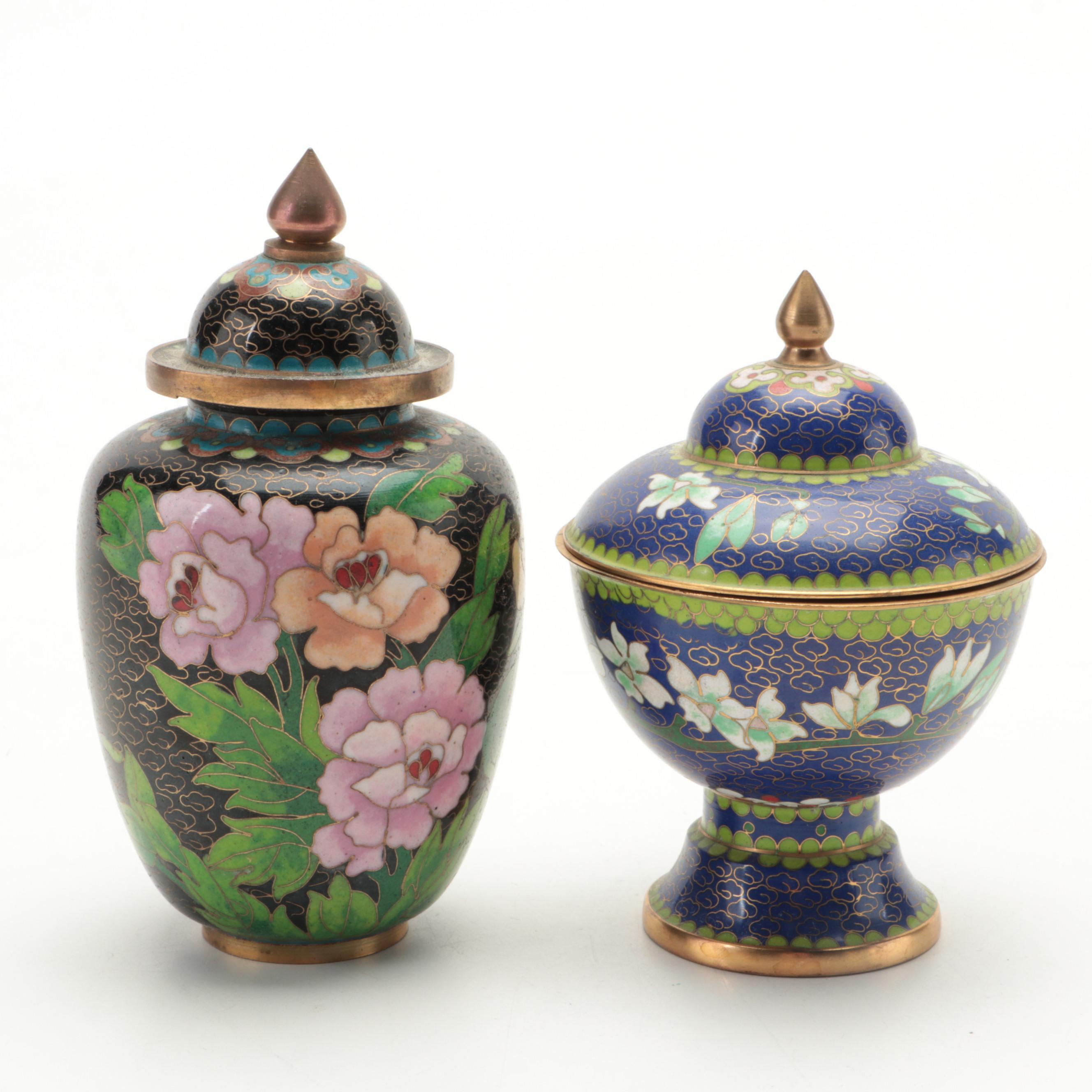 Chinese Cloisonné Vases, Ginger Jar and Lidded Vessel