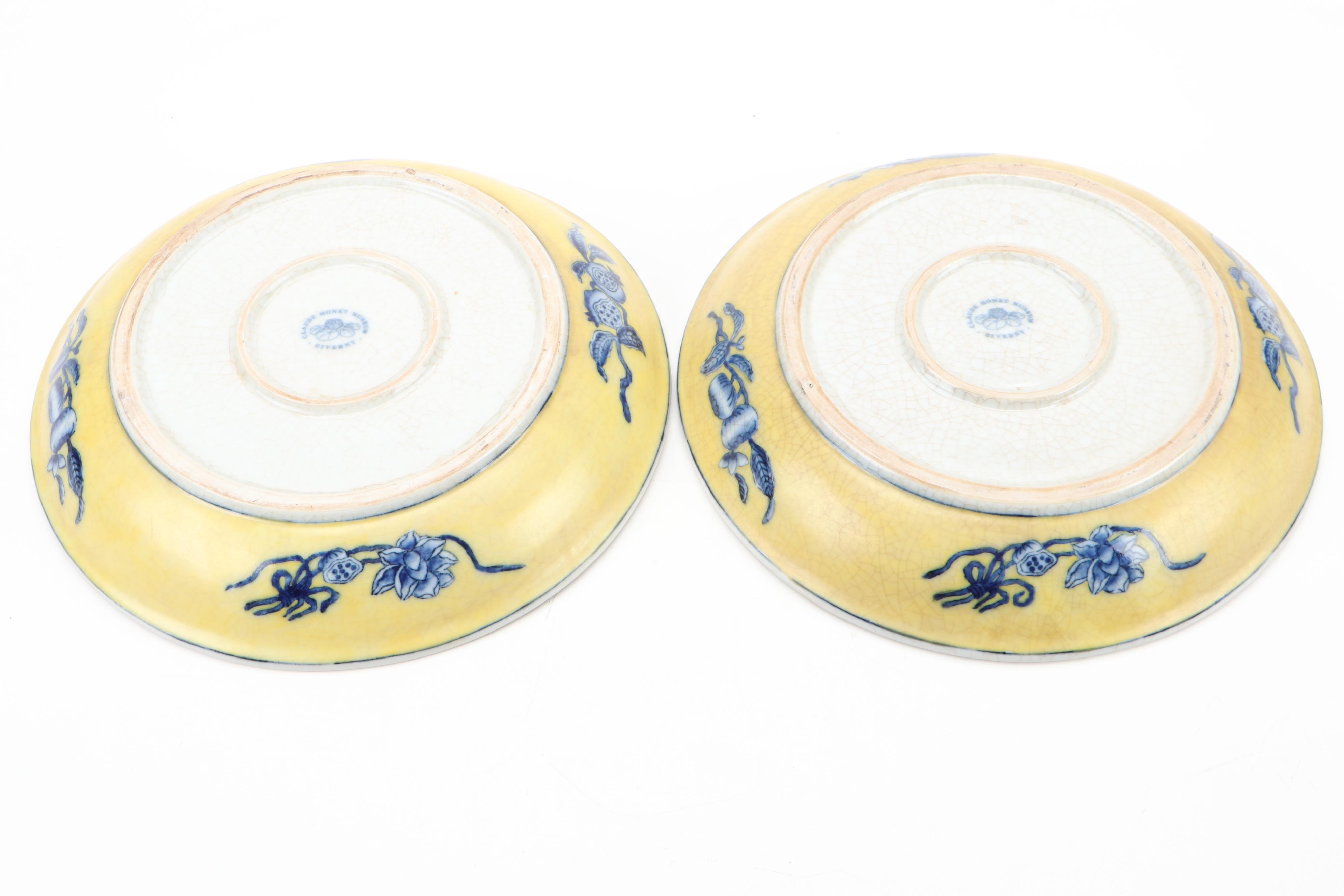Claude Monet Museum Reproduction Yellow Ground Ming Style Porcelain Bowls