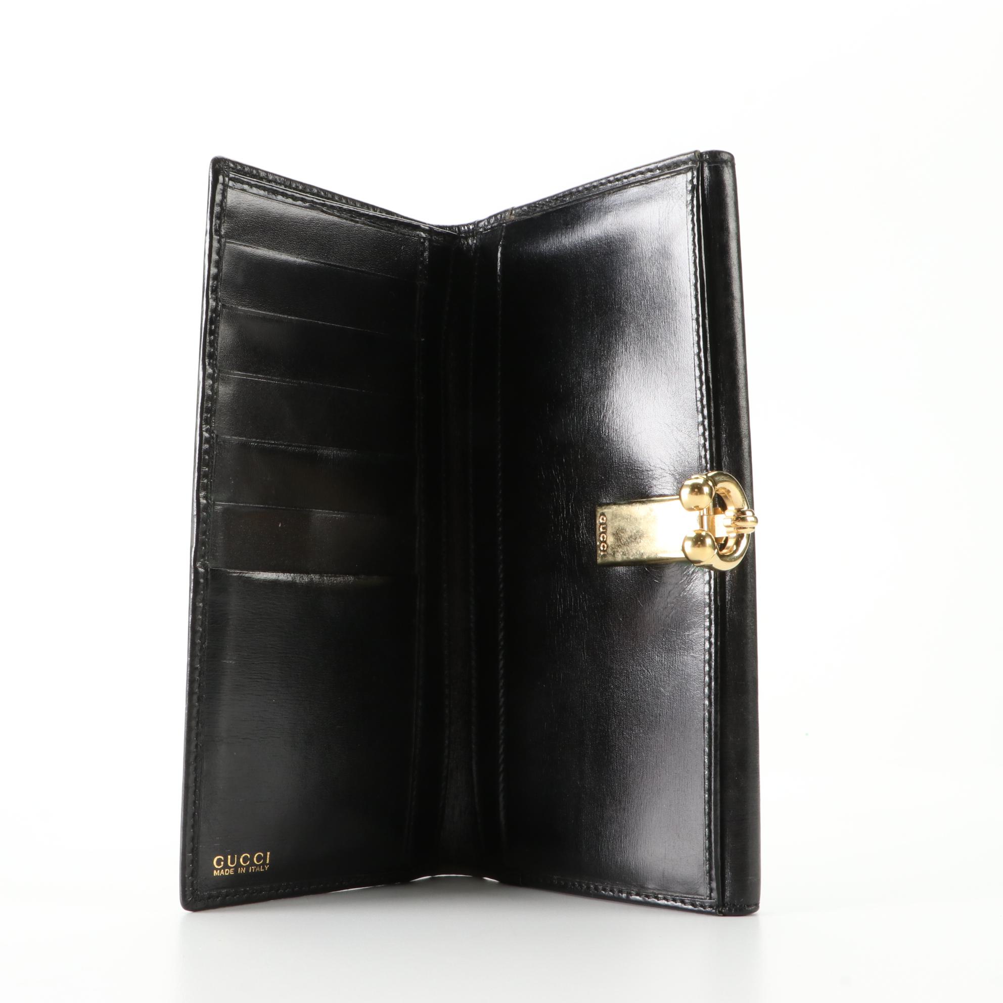 Gucci Horseshoe Clasp Long Wallet in Leather