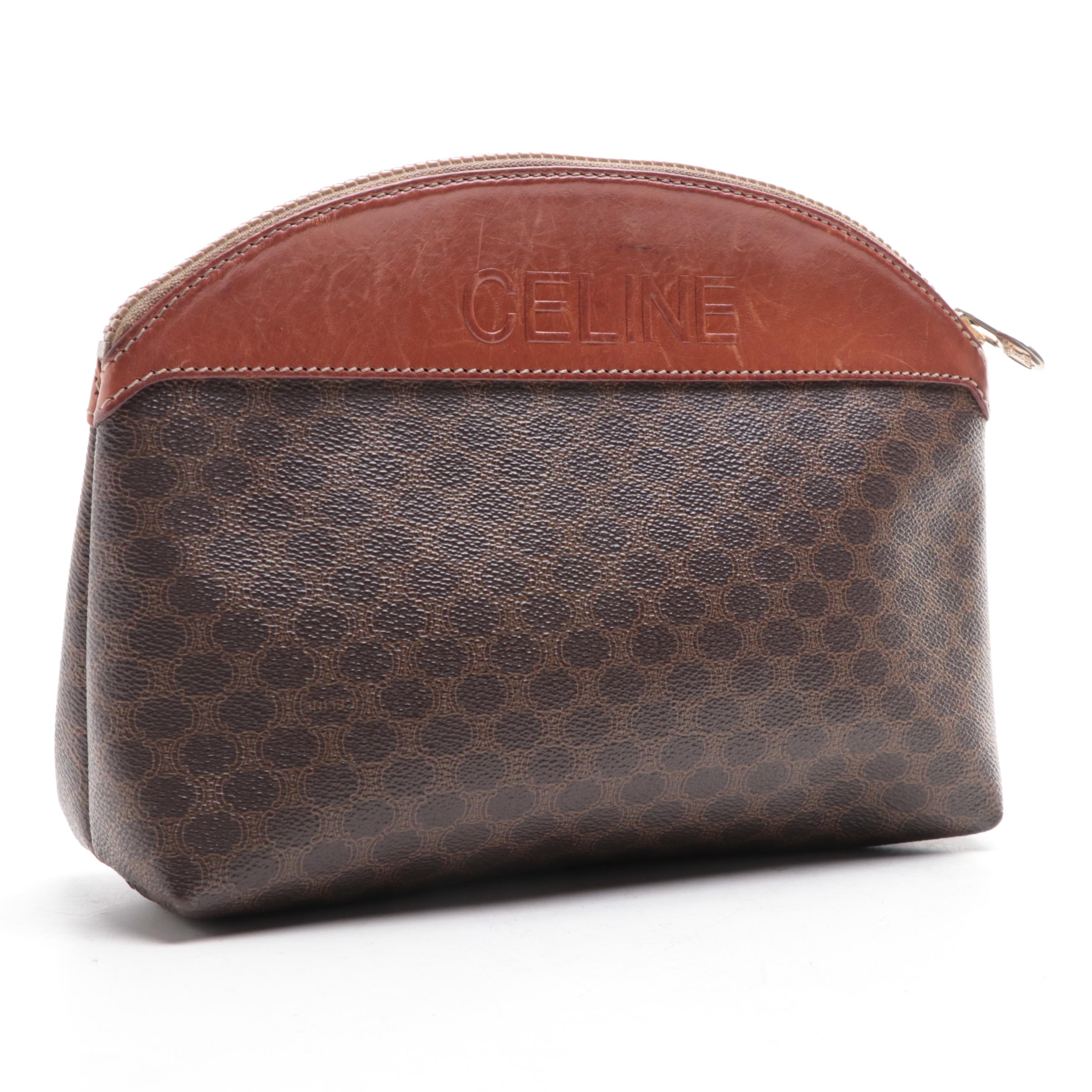 Celine Zip Pouch in Macadam Coated Canvas and Leather