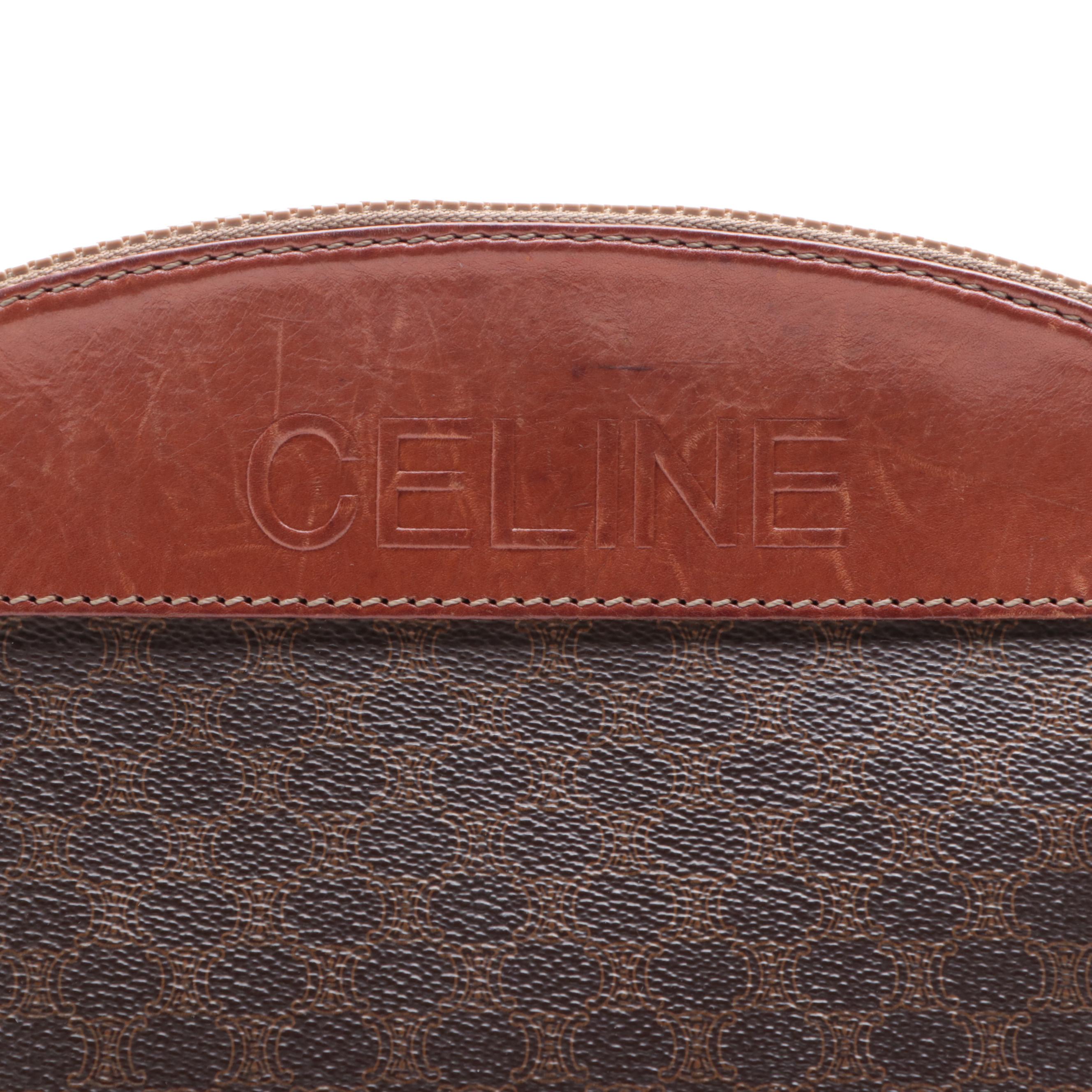 Celine Zip Pouch in Macadam Coated Canvas and Leather