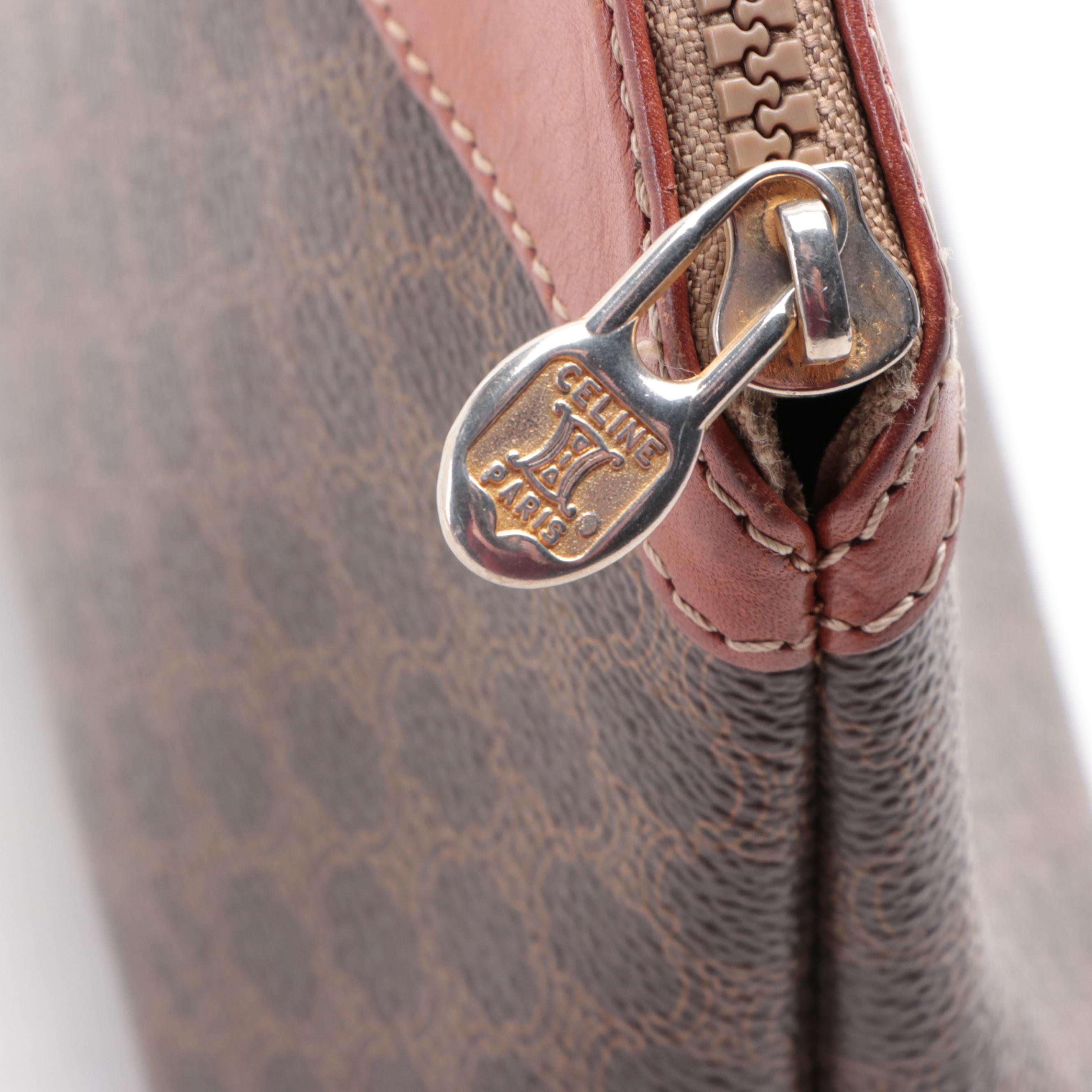 Celine Zip Pouch in Macadam Coated Canvas and Leather