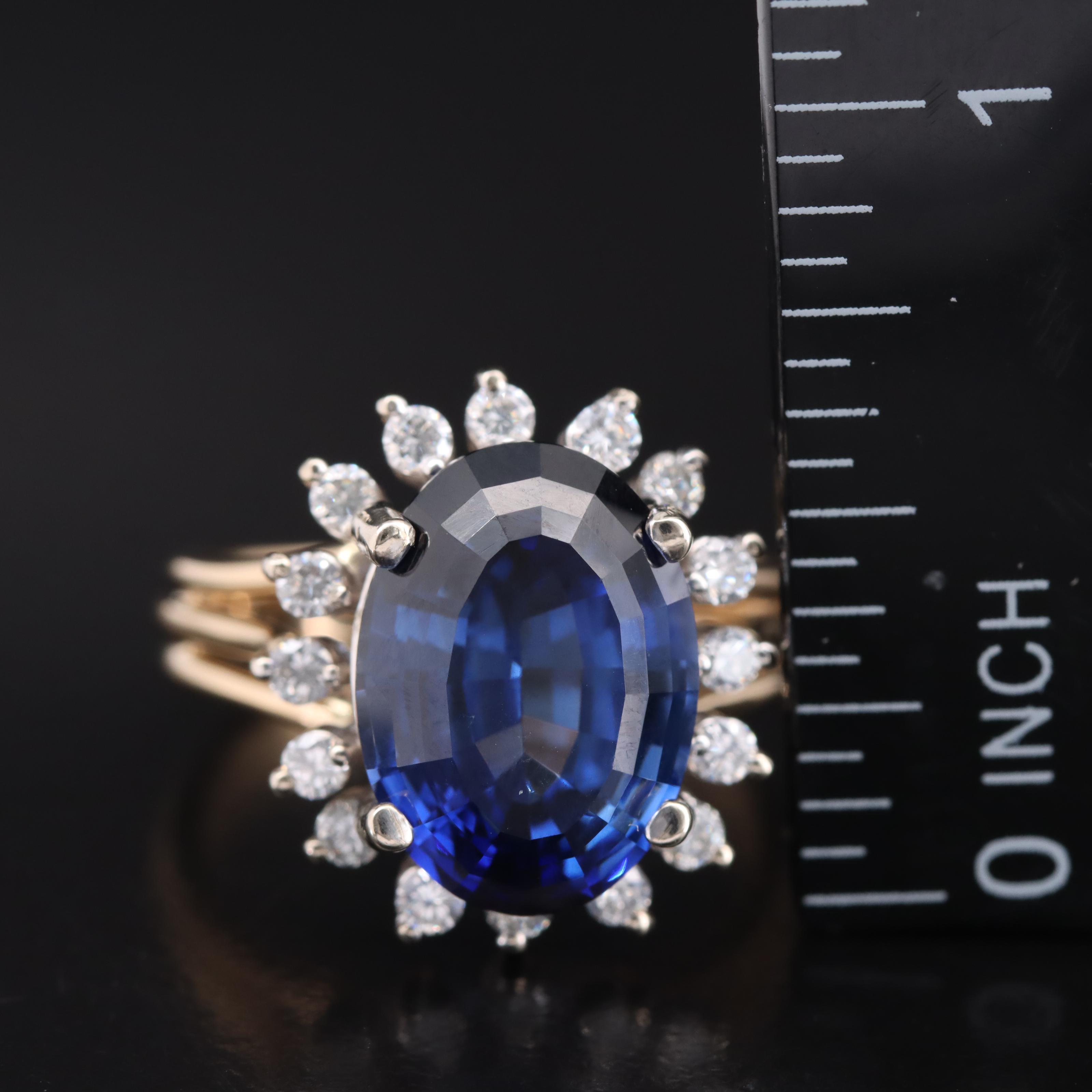 14K Sapphire and Diamond Halo Ring