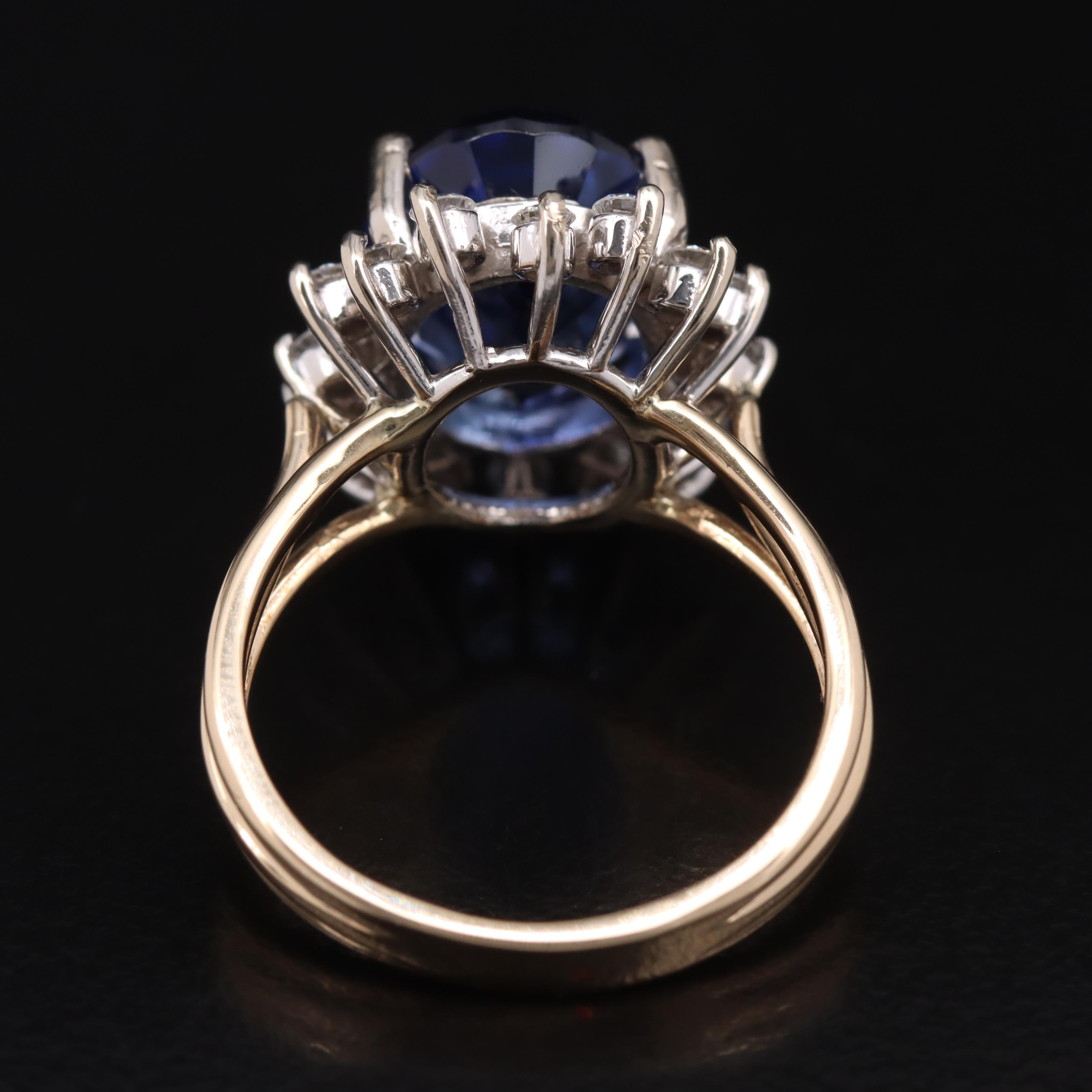 14K Sapphire and Diamond Halo Ring