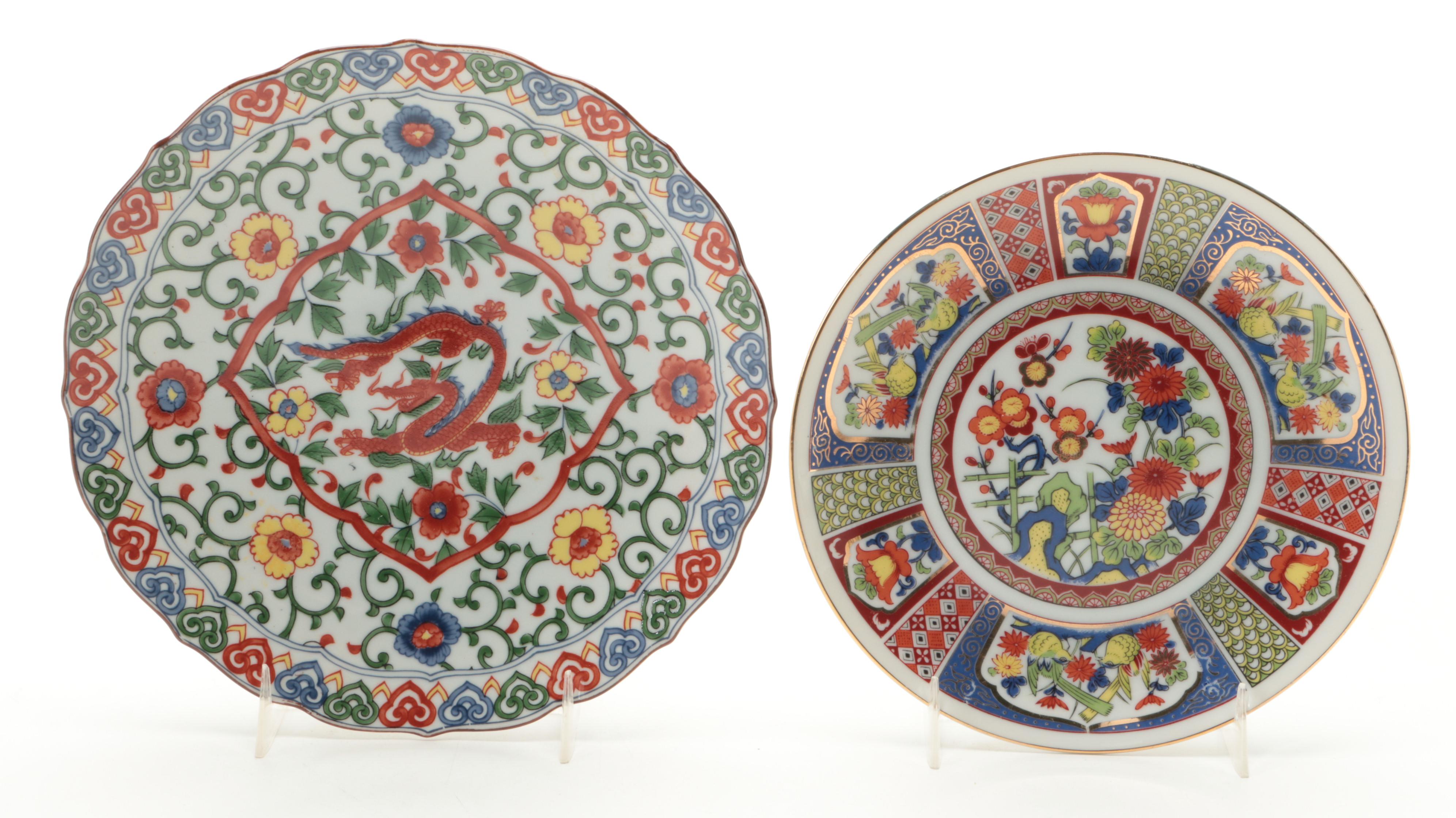 Italian Hand-Painted Faïence Bowl with Other East Asian Porcelain Tableware