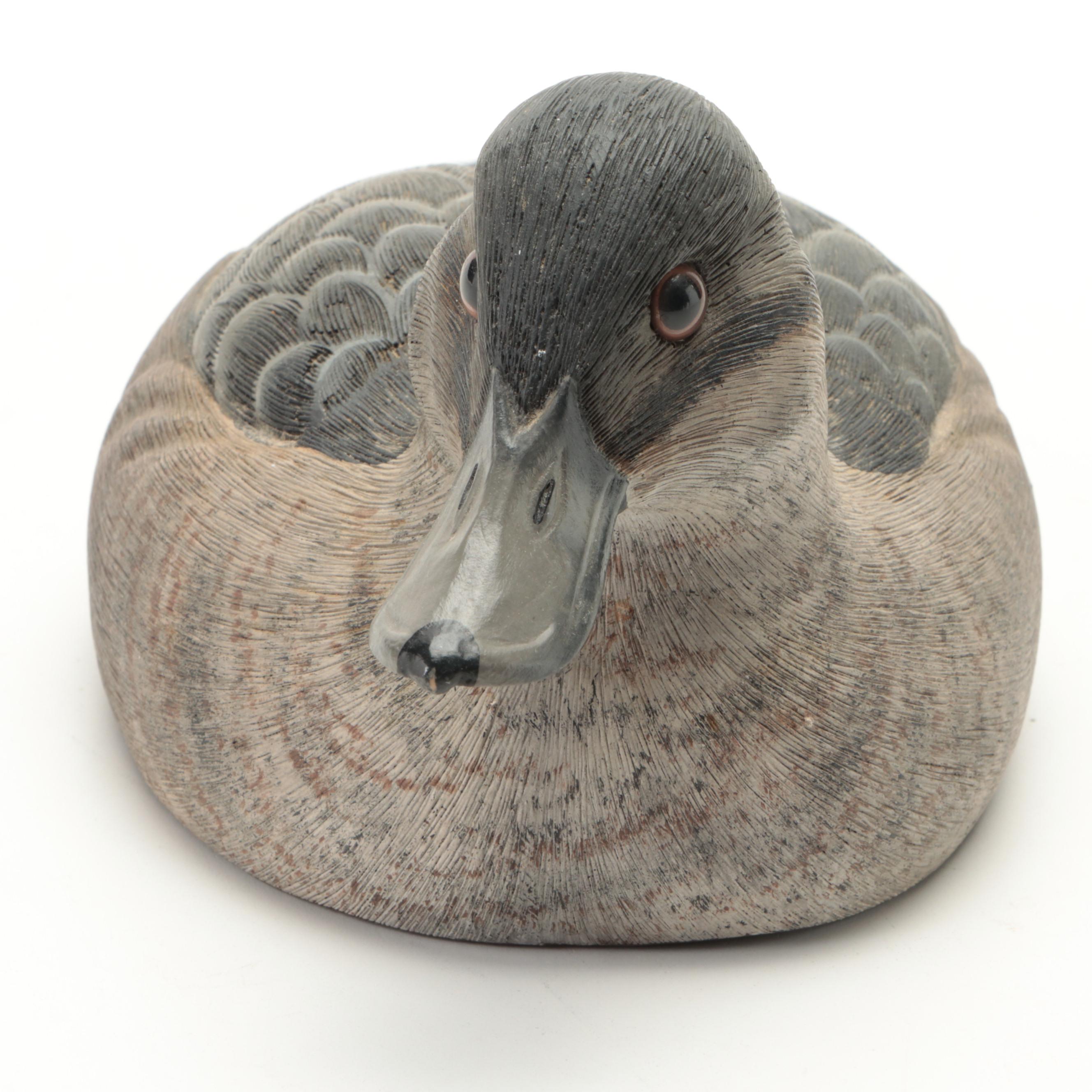 Artist Signed Hand-Painted Resin "Ruddy Duck Hen" Figurine, 1984