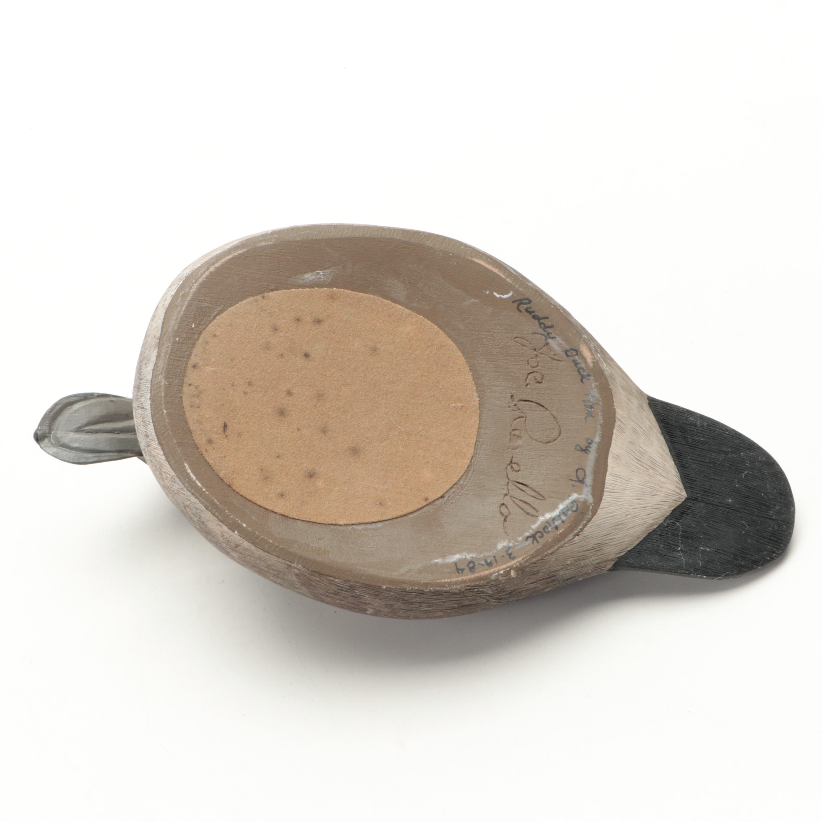 Artist Signed Hand-Painted Resin "Ruddy Duck Hen" Figurine, 1984