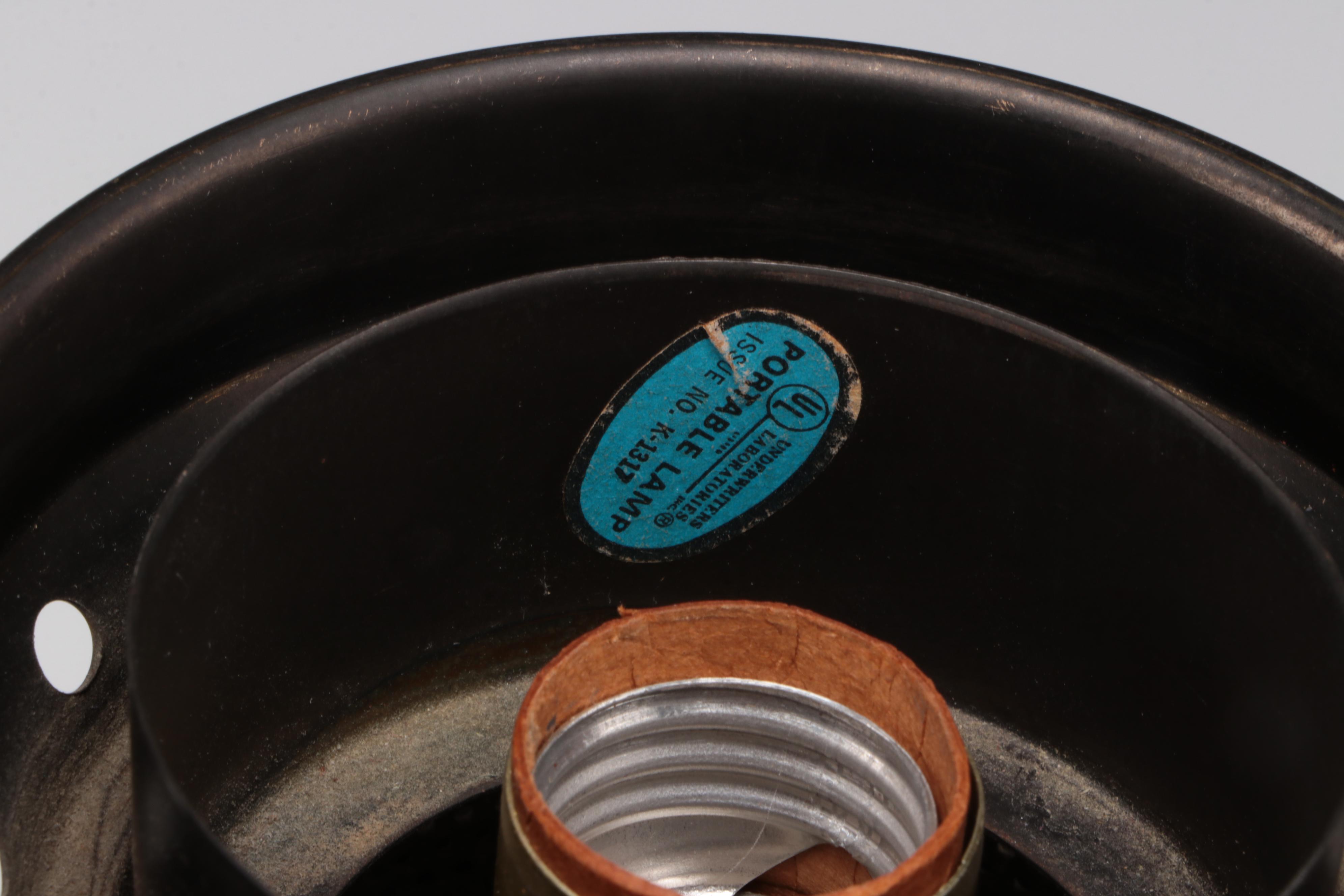 Brass Table Lamp with Fenton Hand-Painted Custard Glass Shade , Mid-20th C.