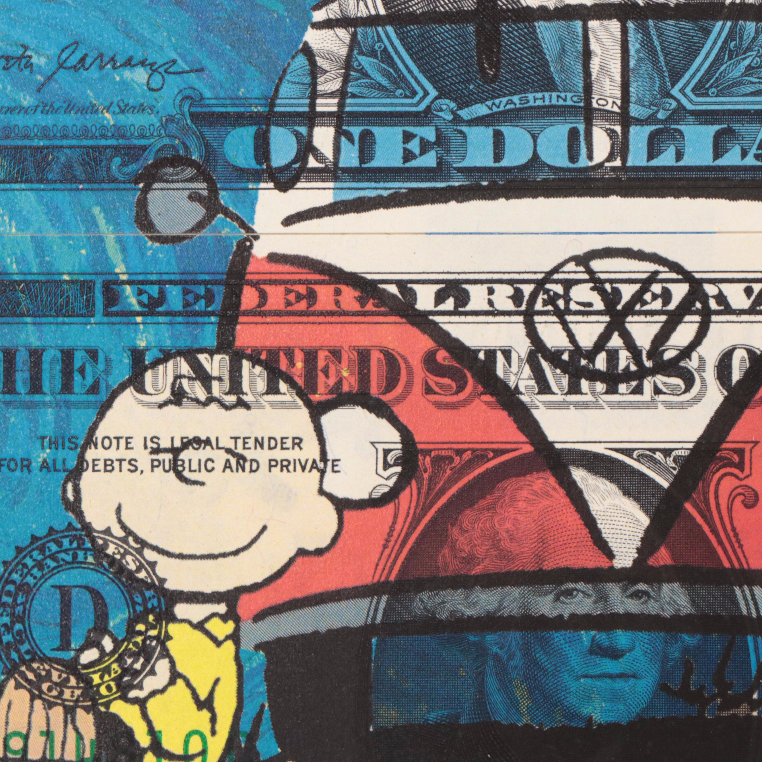Death NYC Pop Art Graphic Print of Peanuts on Dollar Notes, 2022