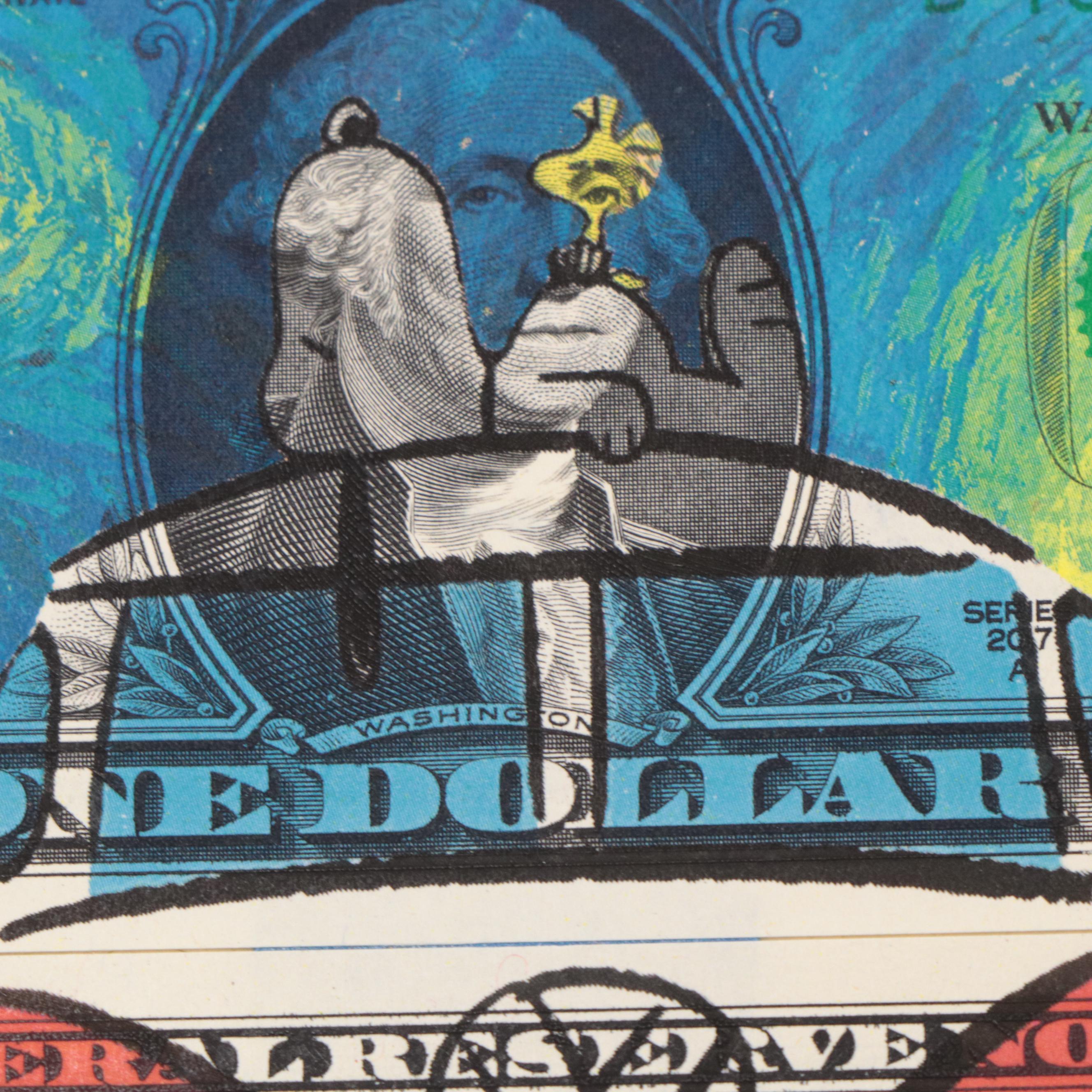 Death NYC Pop Art Graphic Print of Peanuts on Dollar Notes, 2022