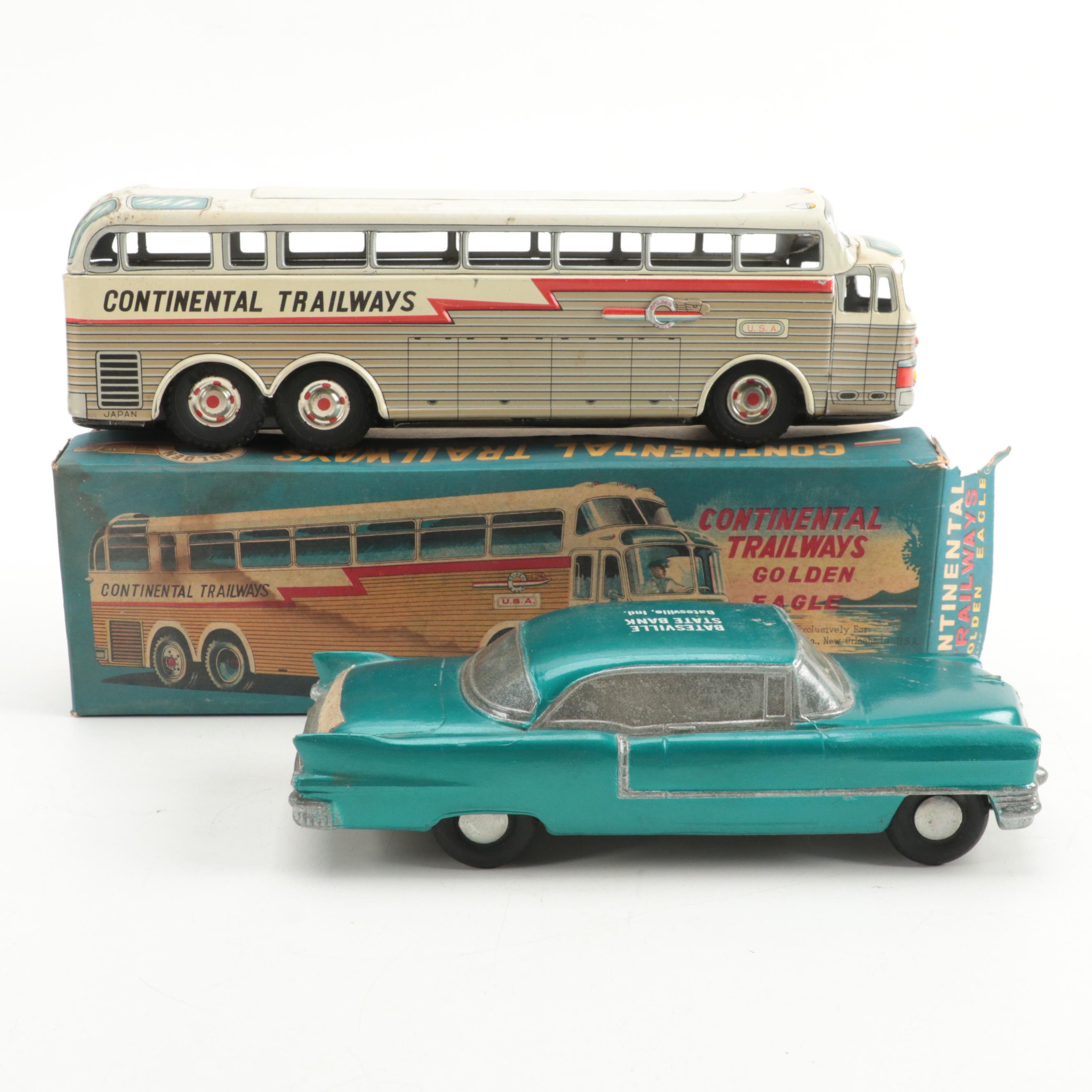 S. J. Charia Co. Continental Trailways Golden Eagle with Car Bank and Model Boat