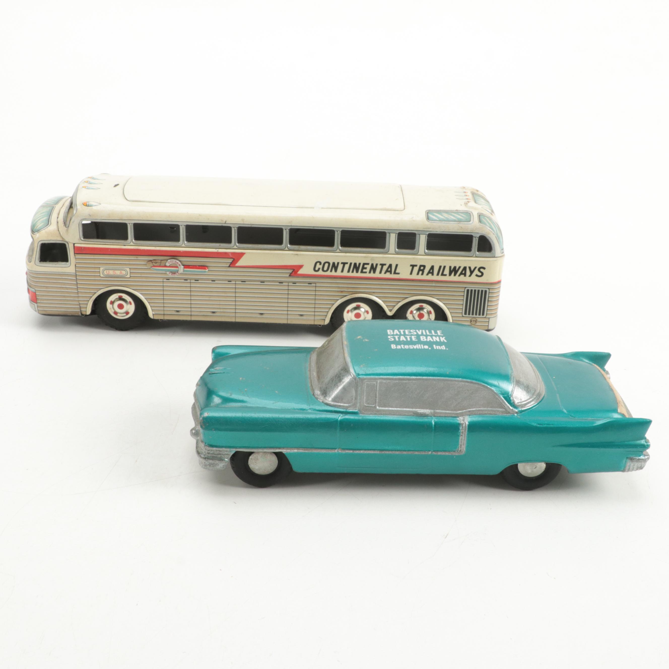 S. J. Charia Co. Continental Trailways Golden Eagle with Car Bank and Model Boat