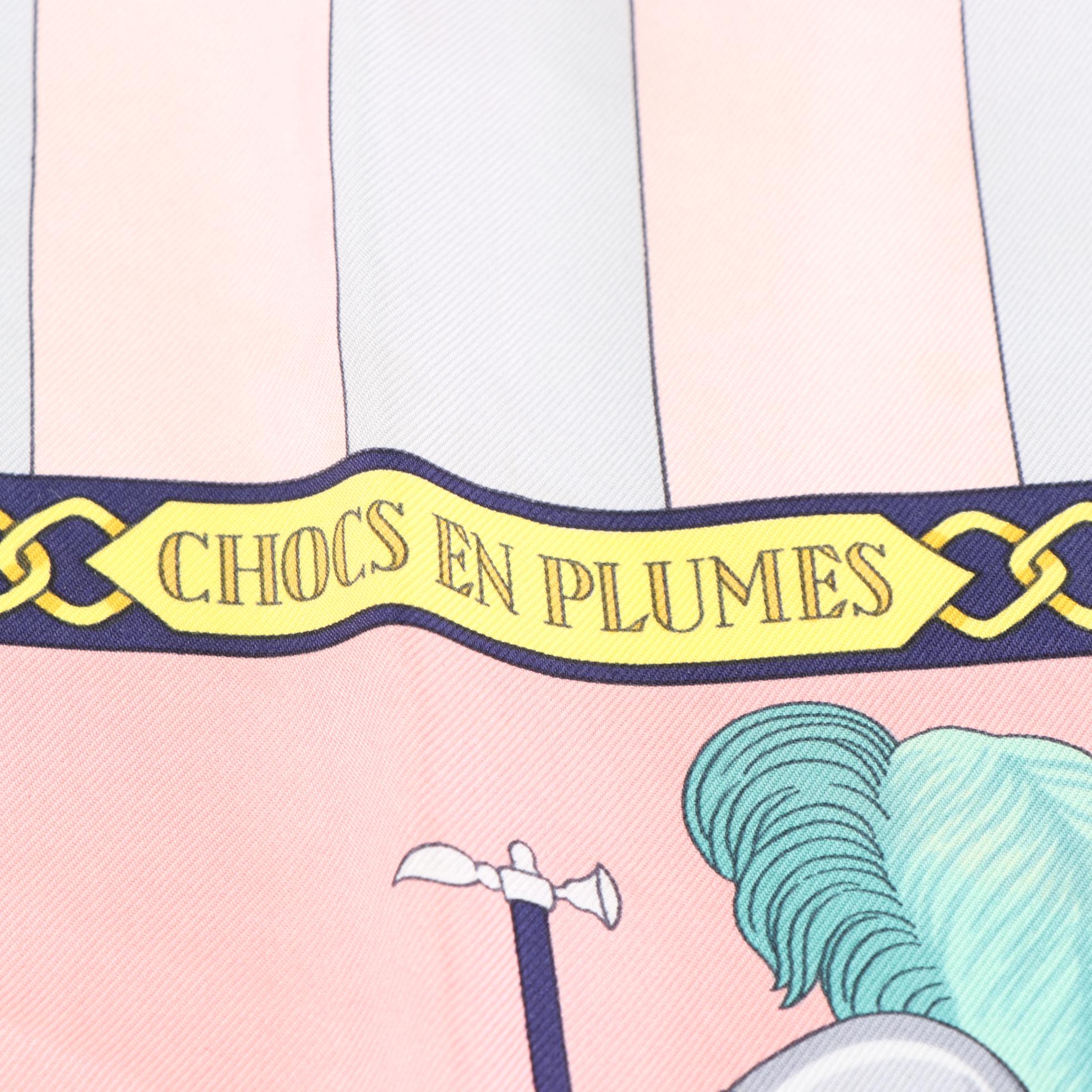 Hermès "Chocs En Plumes" Scarf 90 in Silk Twill