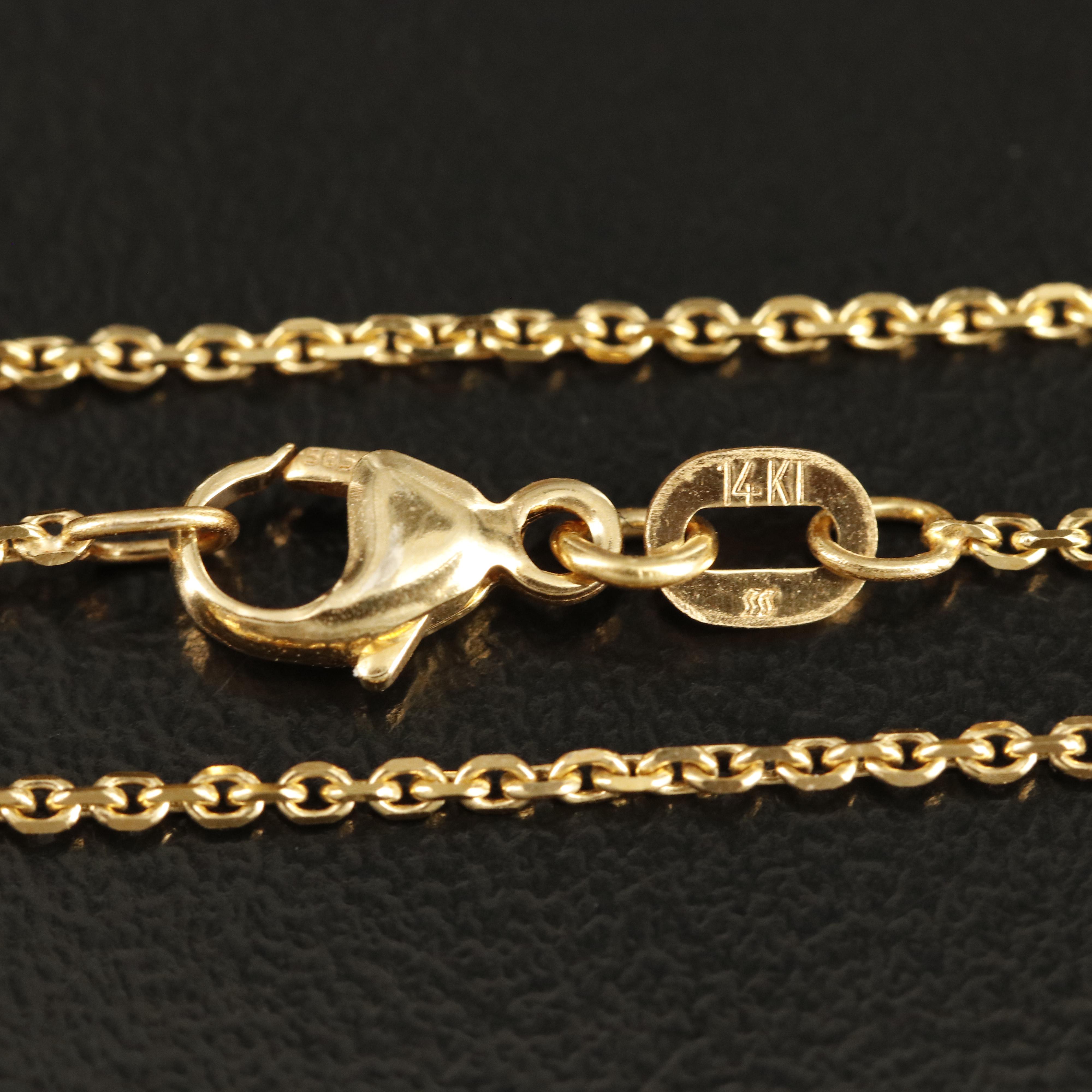 14K Diamond Cut Cable Chain