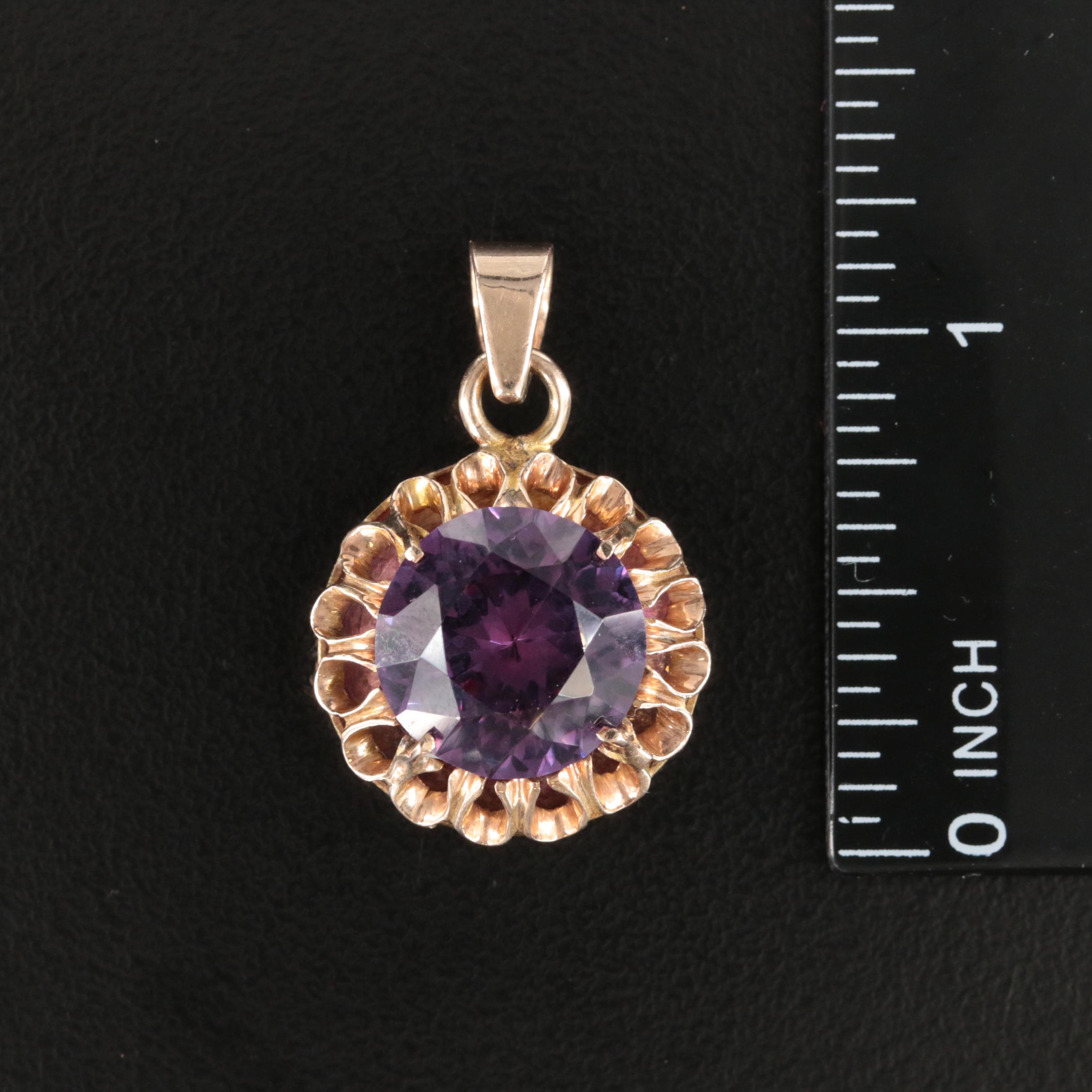 Vintage 10K Color Change Sapphire Openwork Pendant