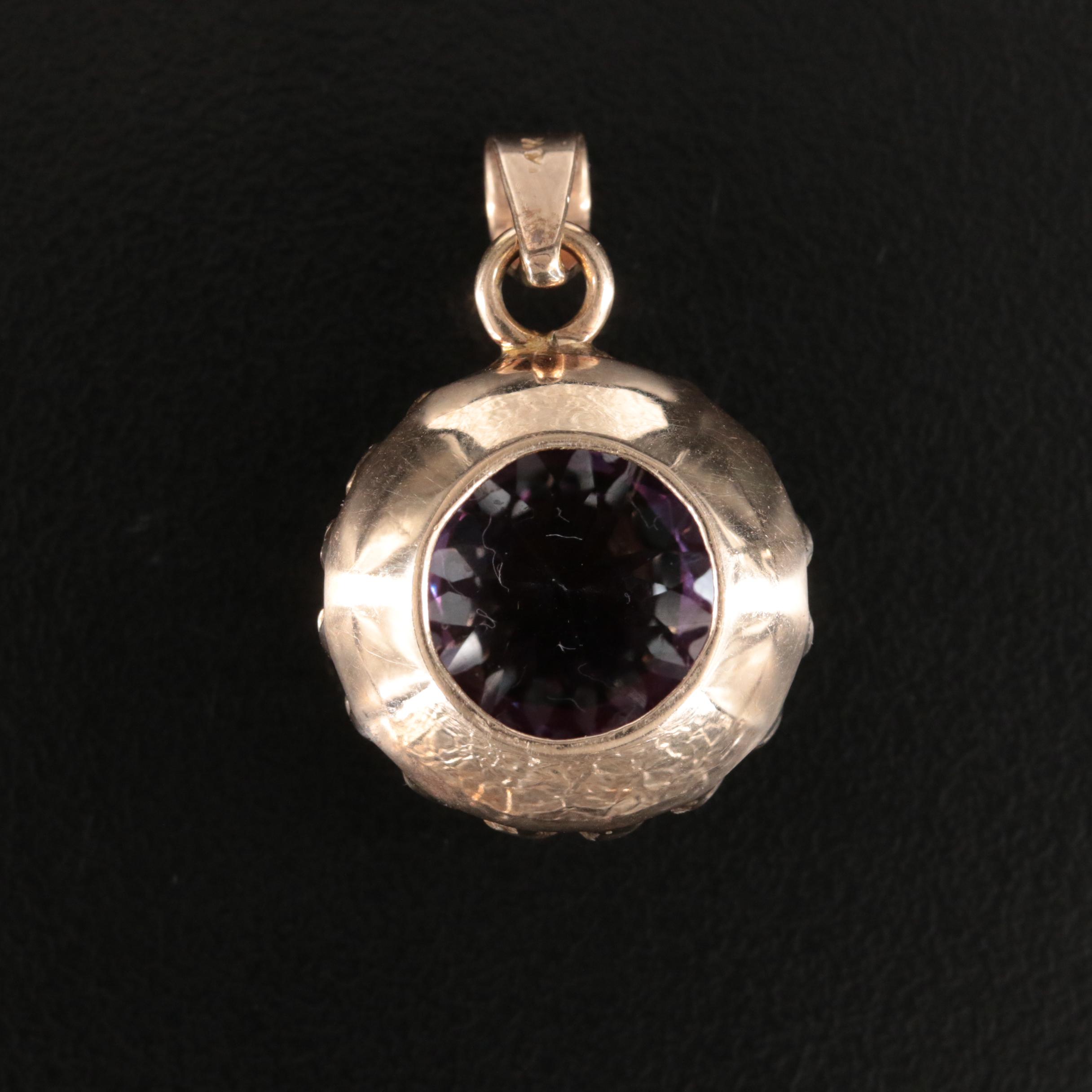 Vintage 10K Color Change Sapphire Openwork Pendant