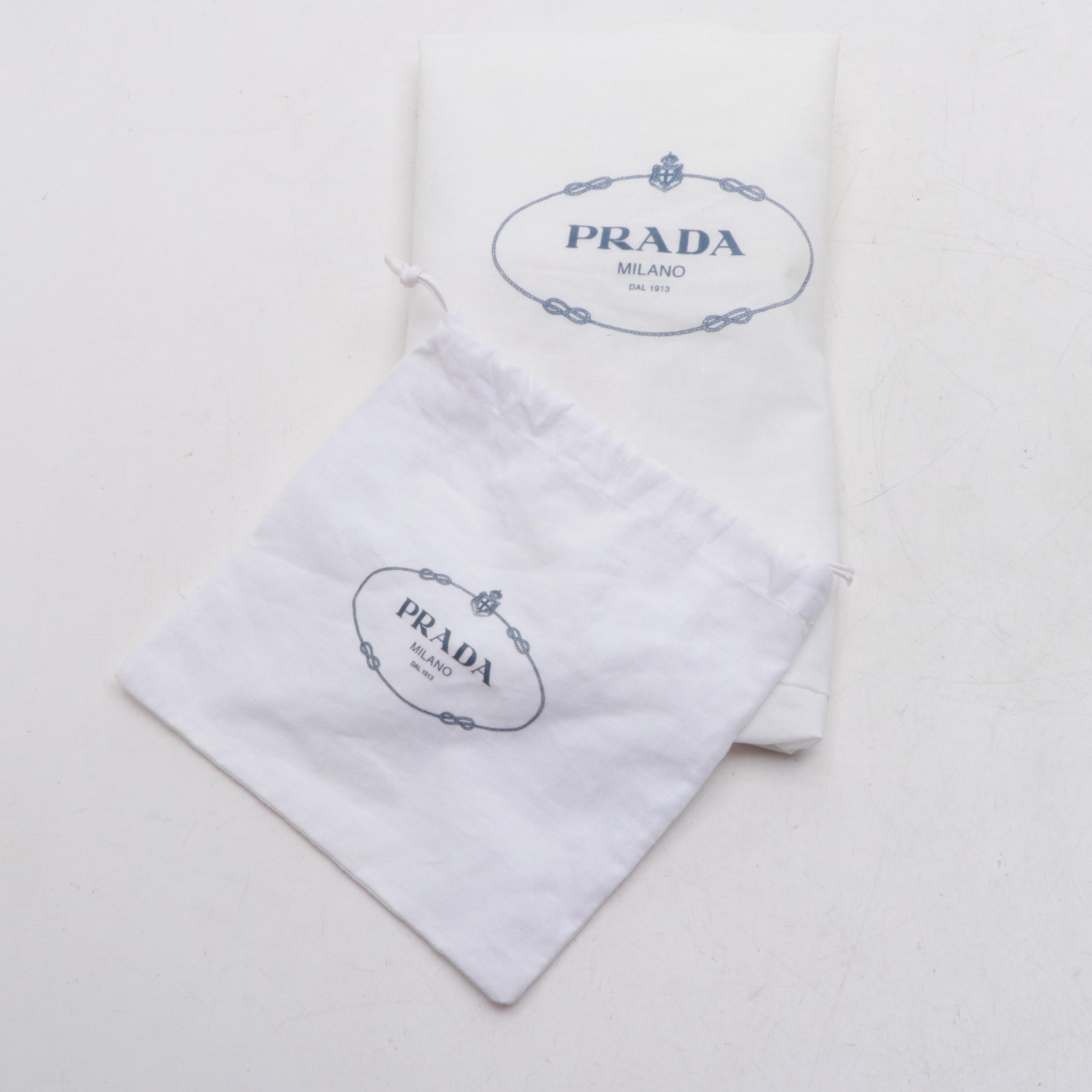 Prada Canapa Satchel in Navy Canvas with Feather Trim