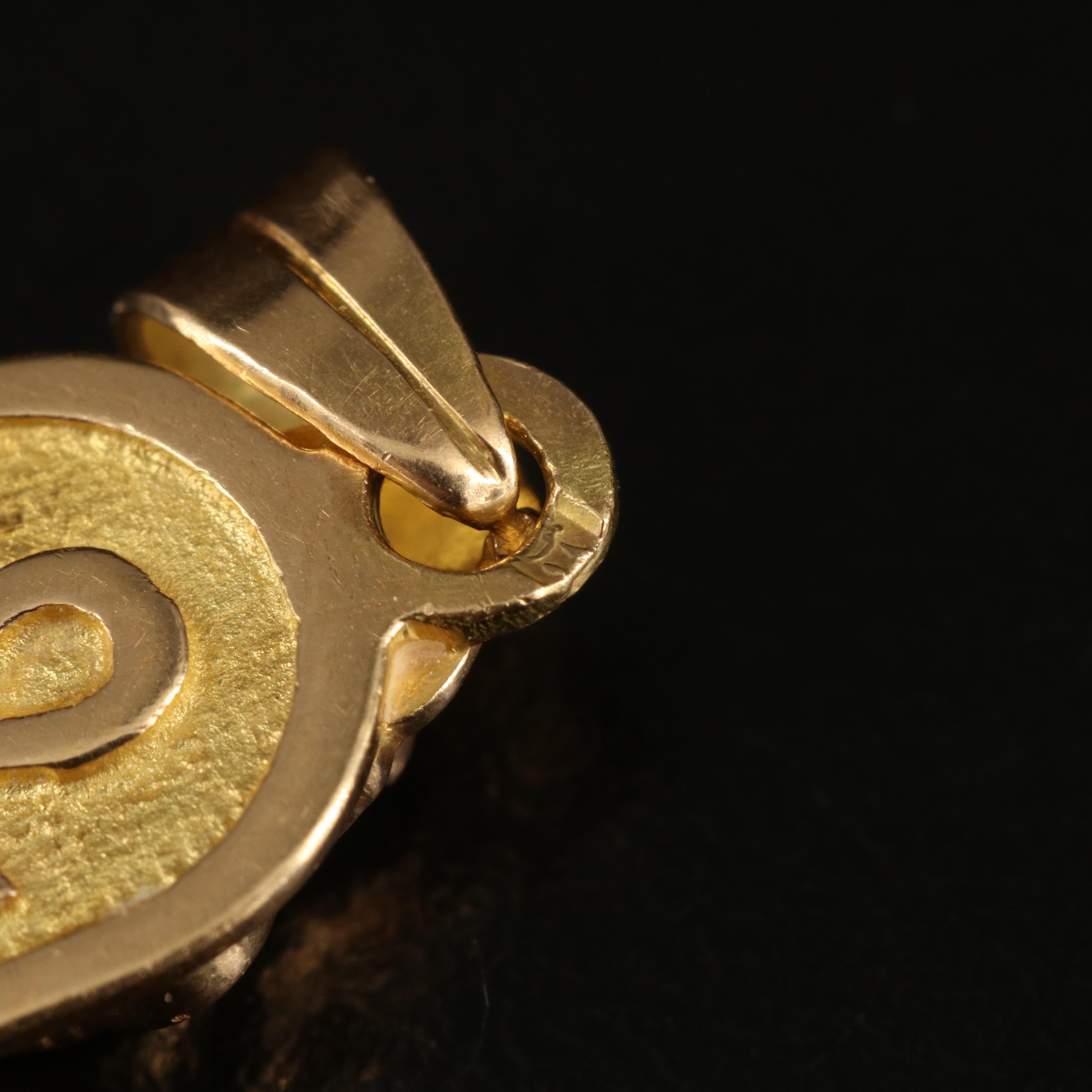 18K Turquoise Inlay Scarab and Ankh Pendant