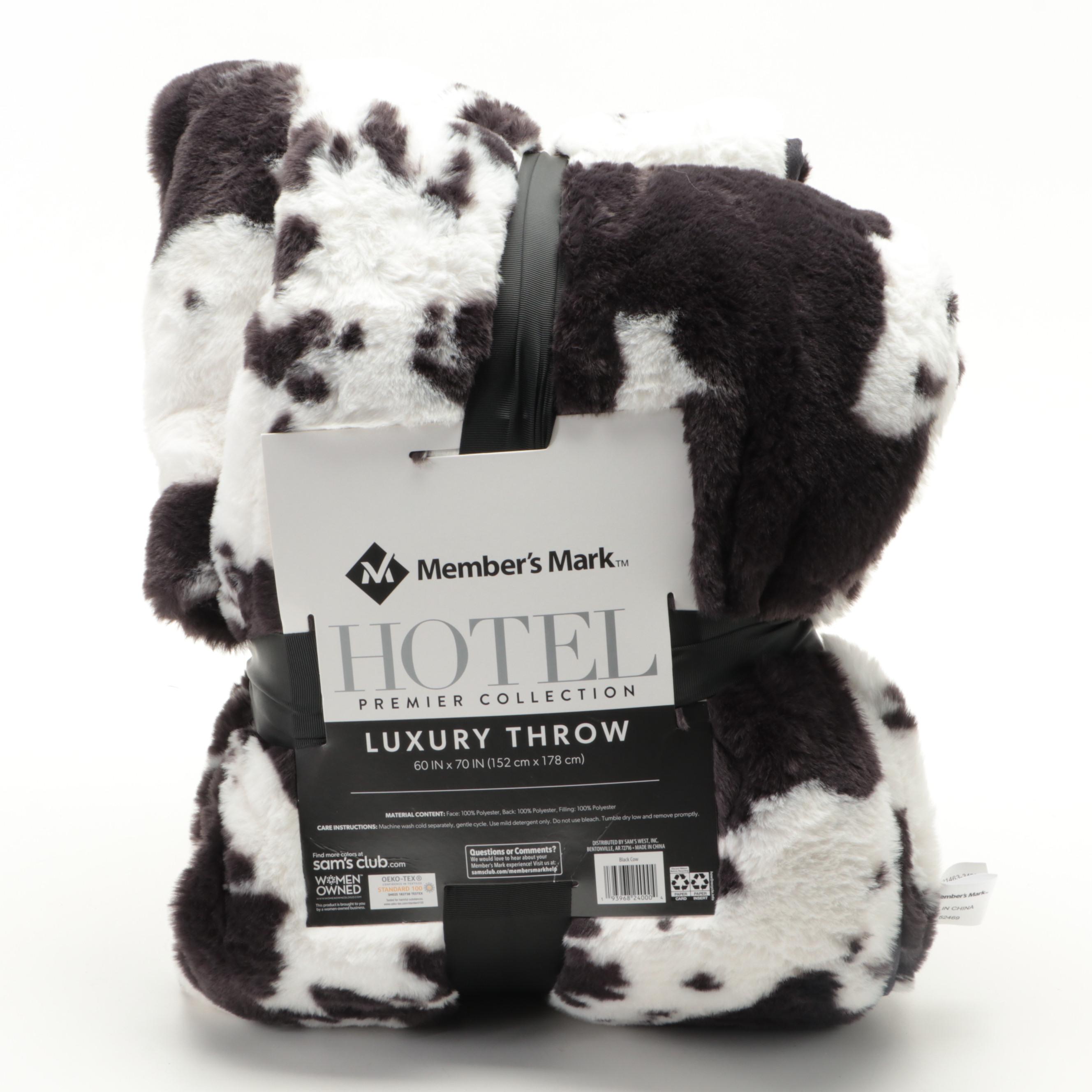Member's Mark Hotel Premier Collection Luxury Throw Blanket in Black Cow