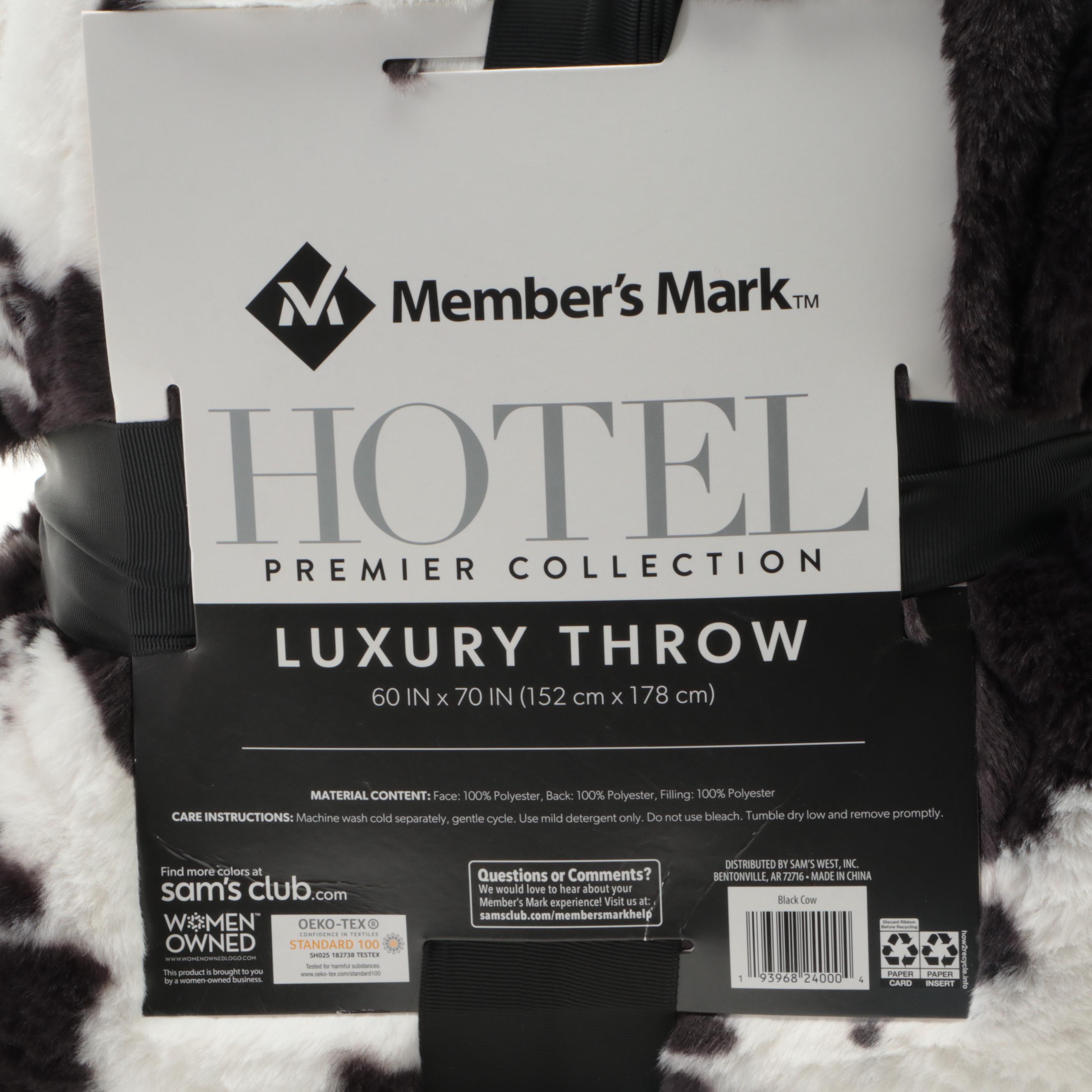 Member's Mark Hotel Premier Collection Luxury Throw Blanket in Black Cow