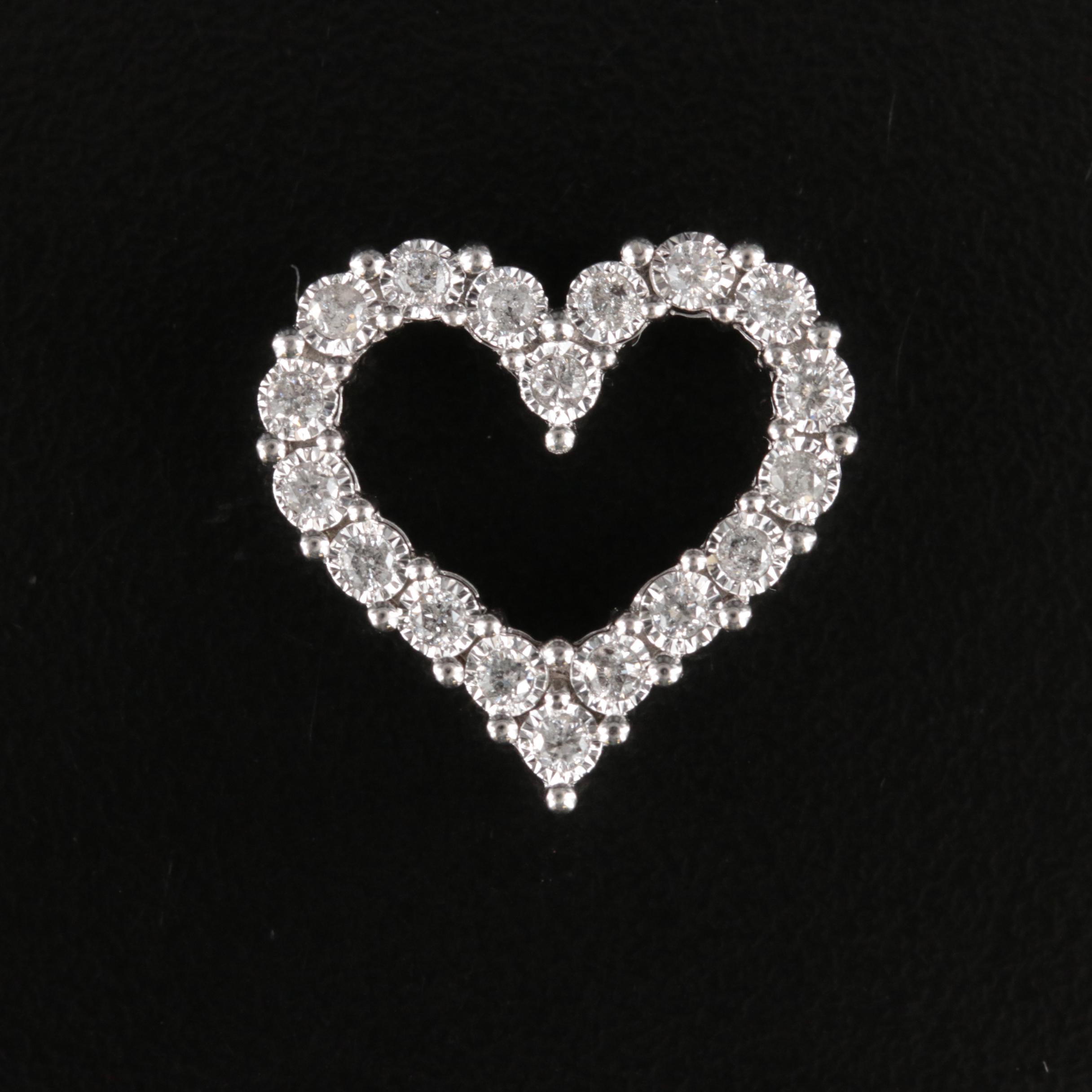 10K 0.36 CTW Diamond Heart Slide Pendant