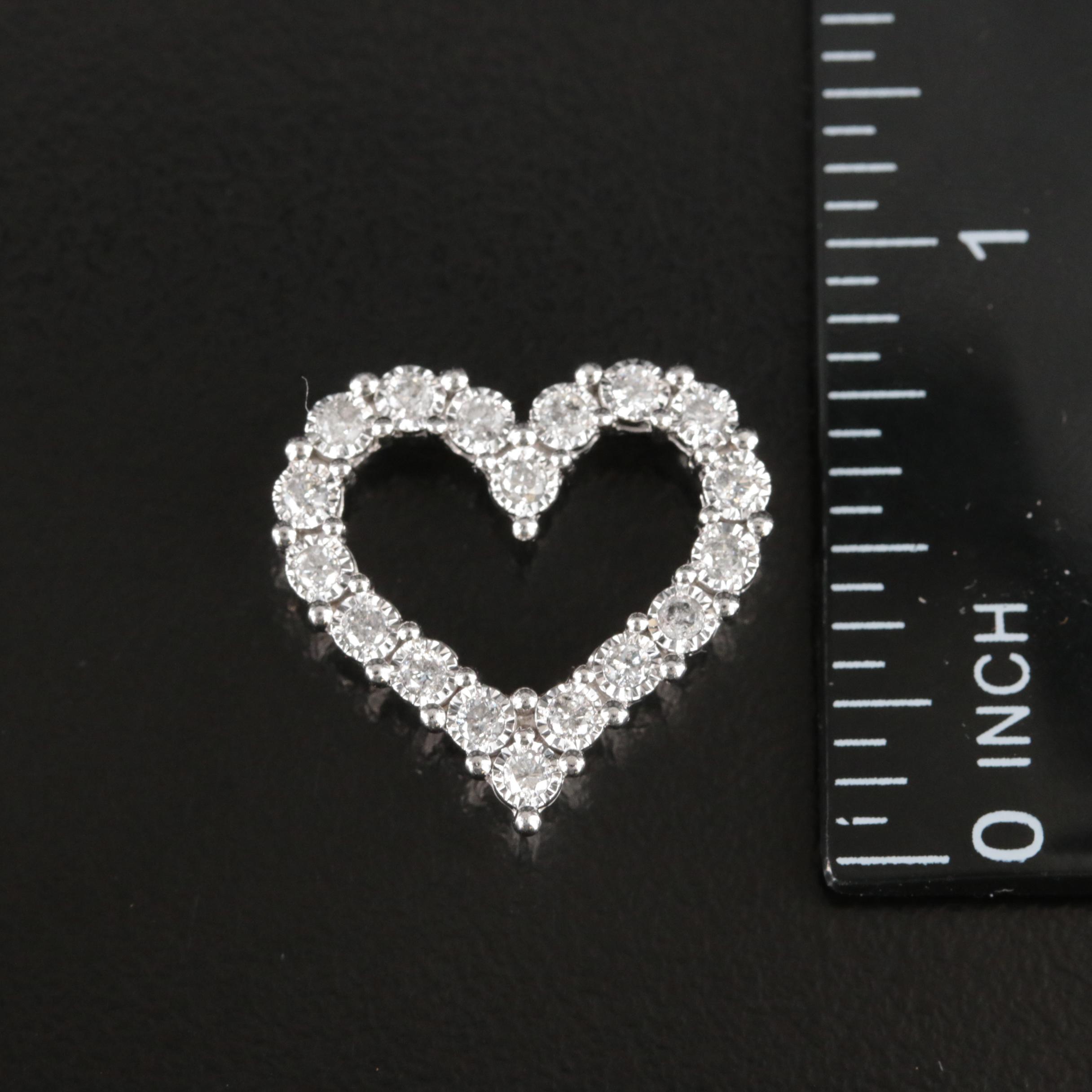 10K 0.36 CTW Diamond Heart Slide Pendant