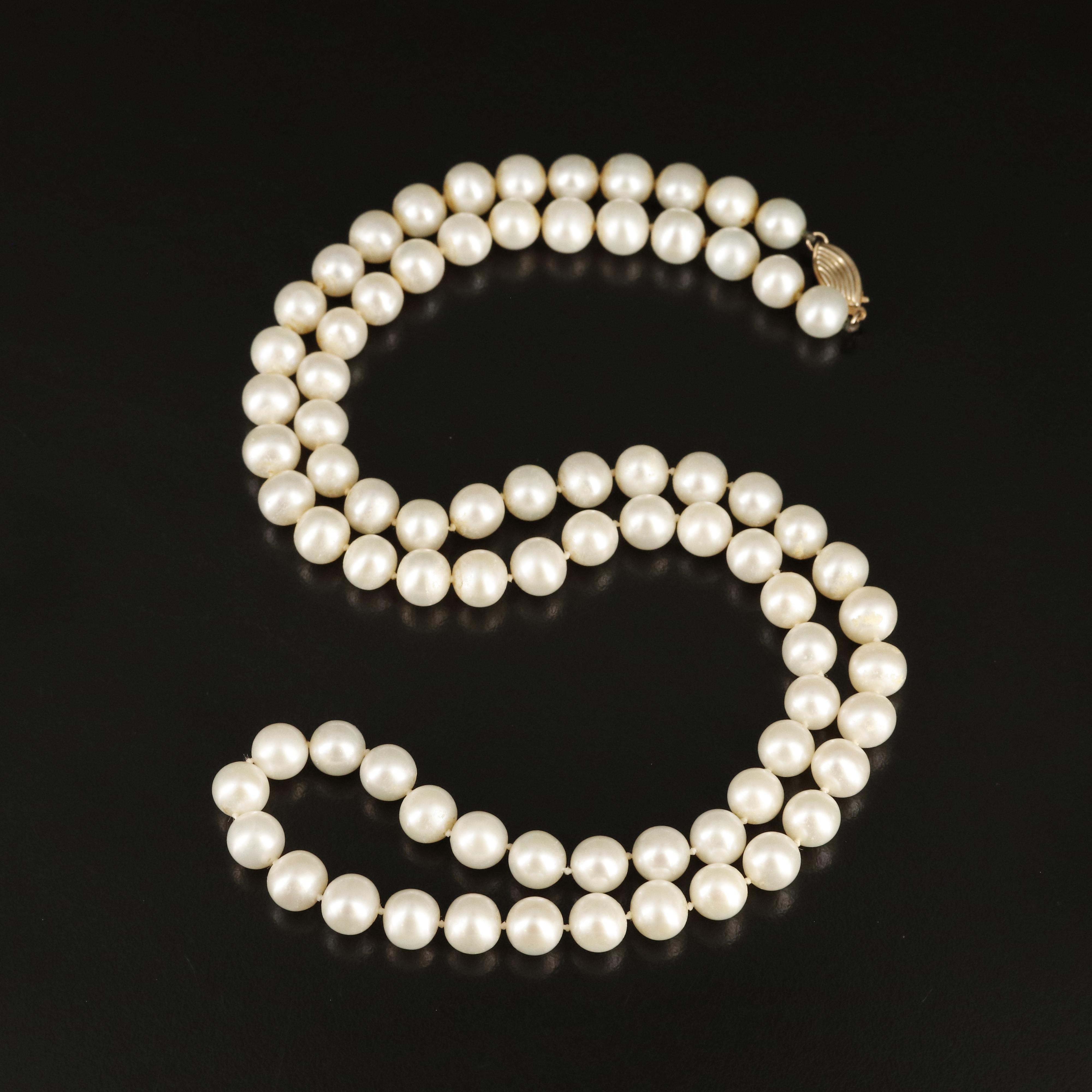 Pearl Necklace with 14K Clasp