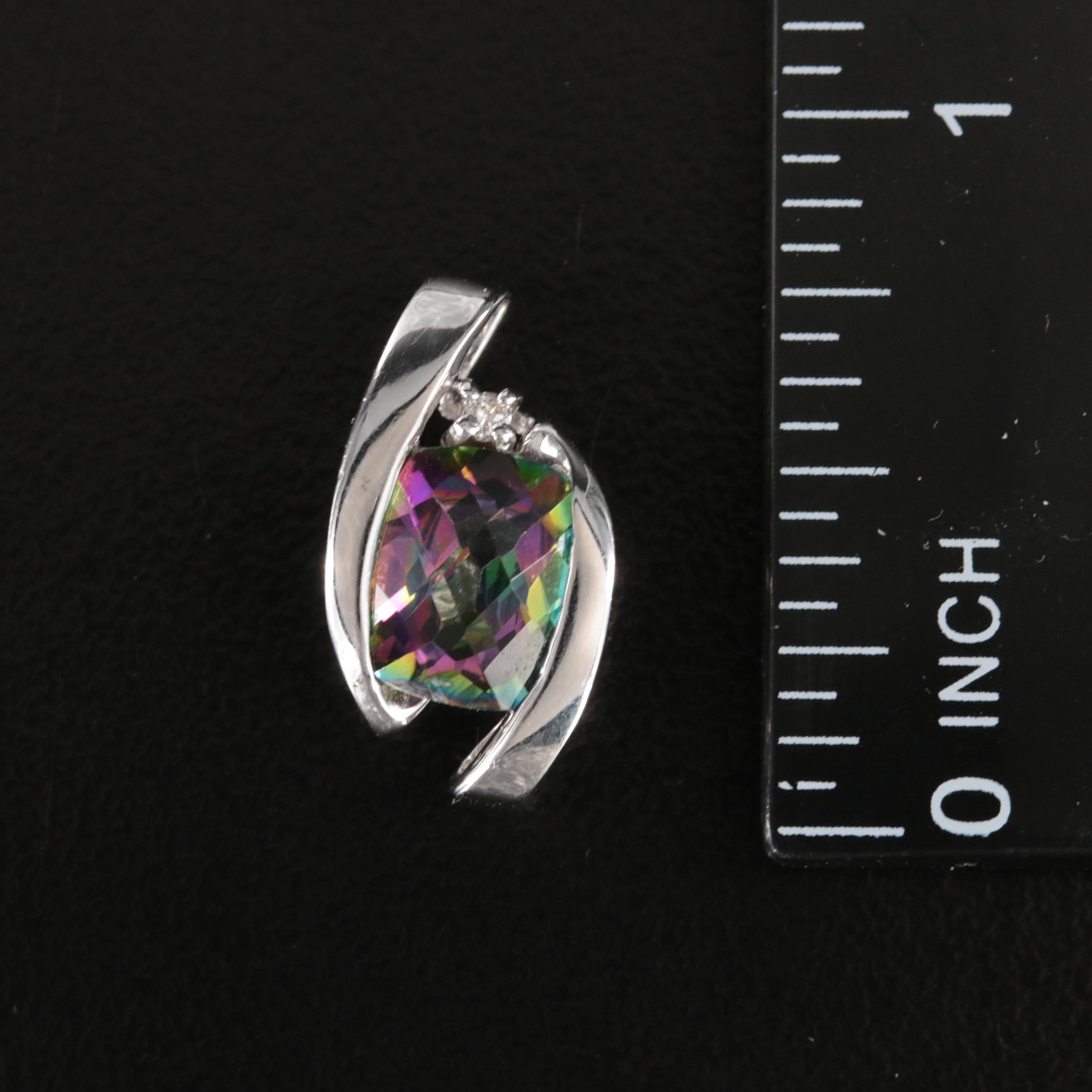 10K Topaz and Diamond Slide Pendant