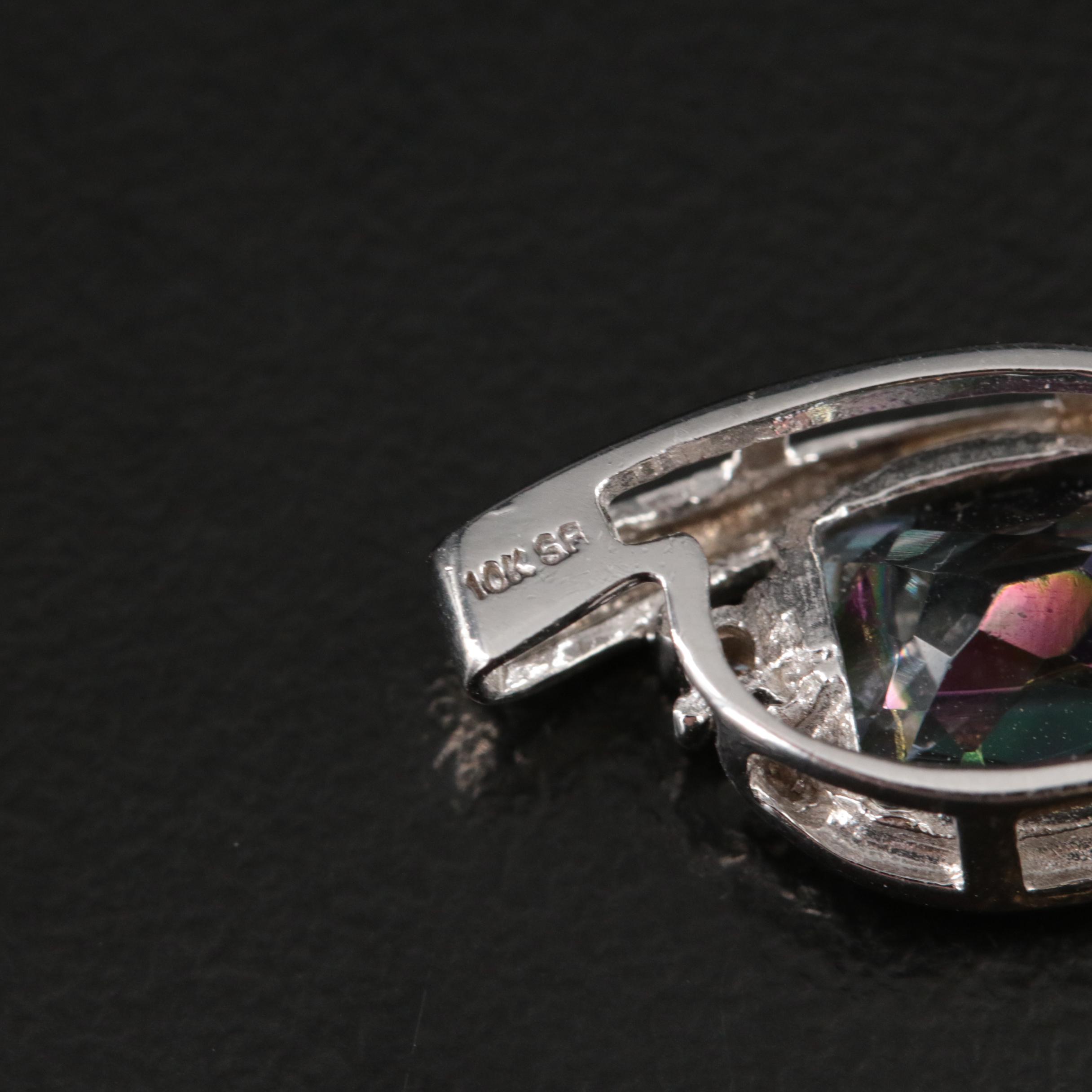 10K Topaz and Diamond Slide Pendant