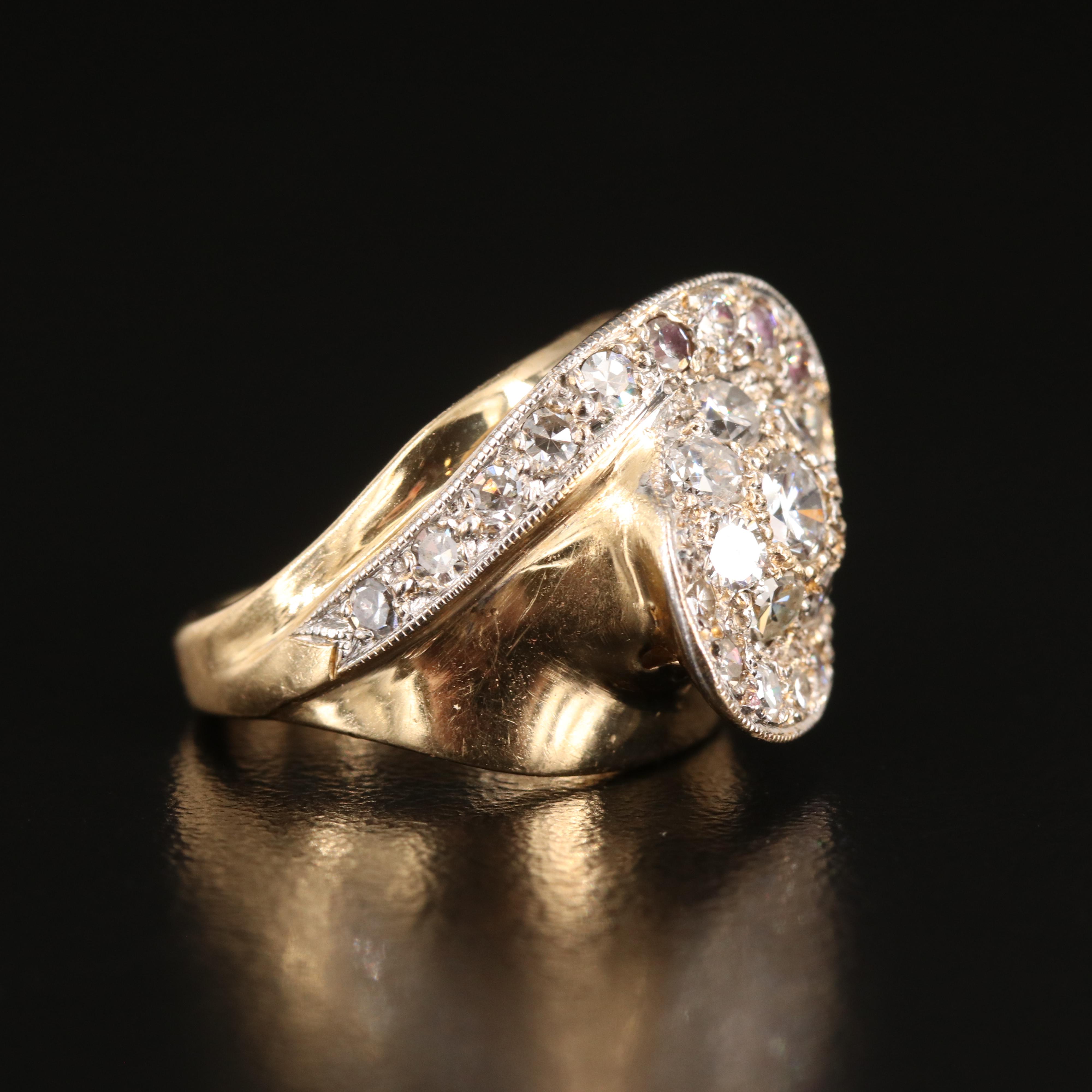 Vintage 14K 0.96 CTW Diamond Spiral Ring