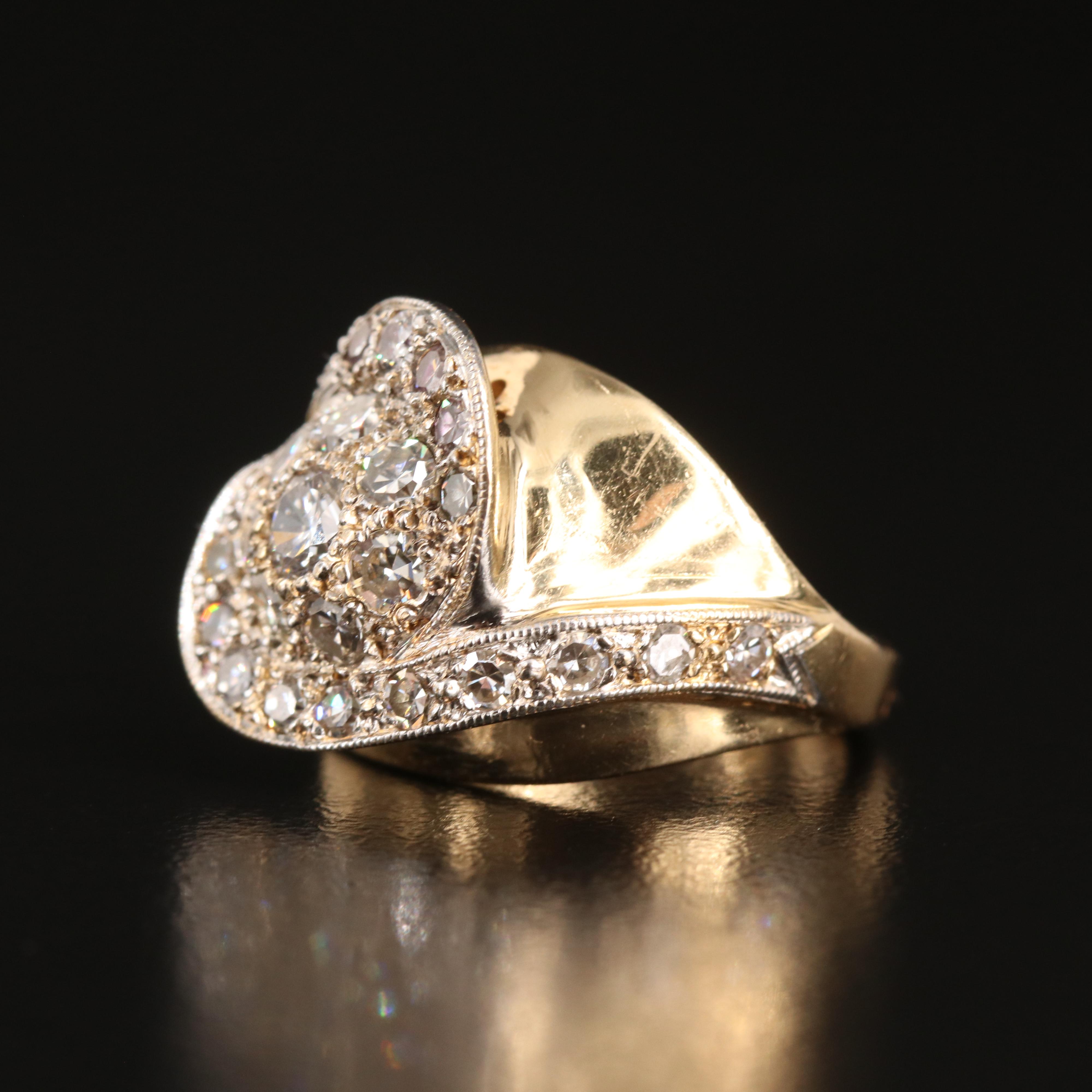 Vintage 14K 0.96 CTW Diamond Spiral Ring