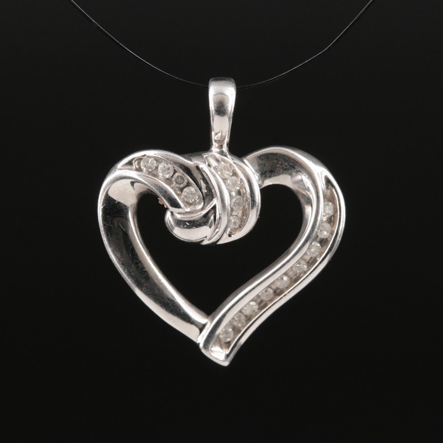 10K 0.17 CTW Diamond Heart Pendant