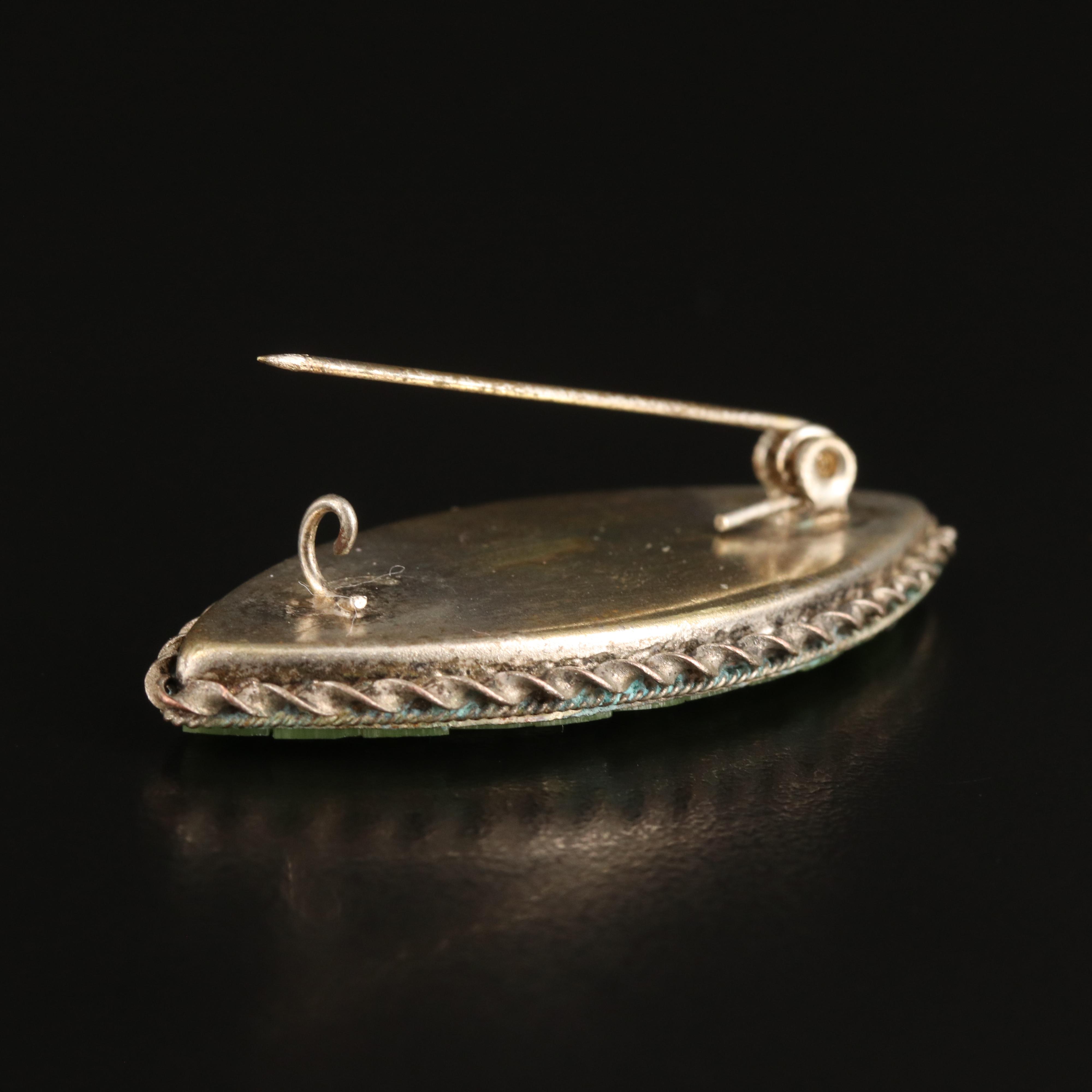 Vintage Micromosaic Navette Brooch