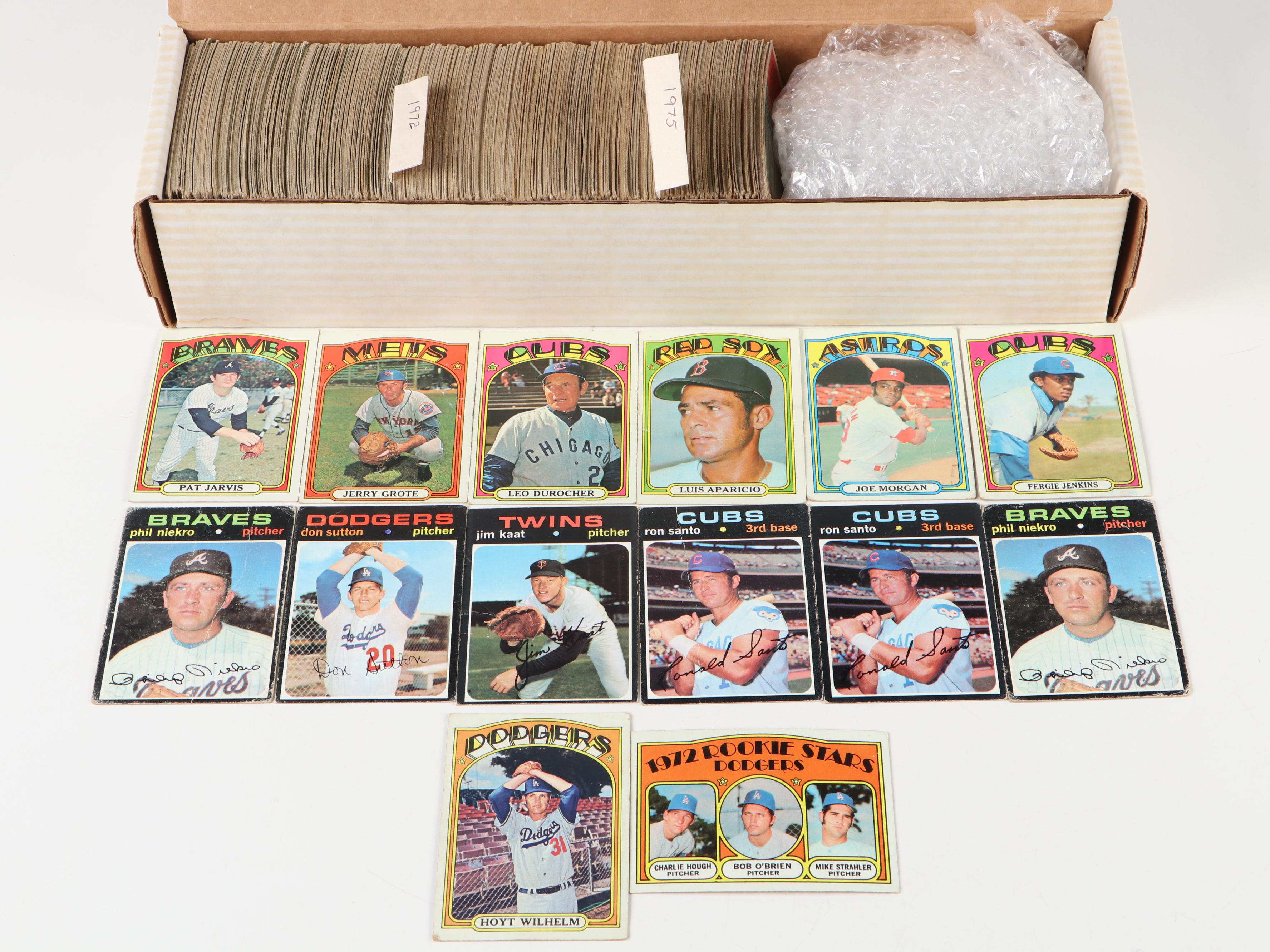 Topps Baseball Cards with Rose, Niekro, Jenkins, Santo and More, 1970s