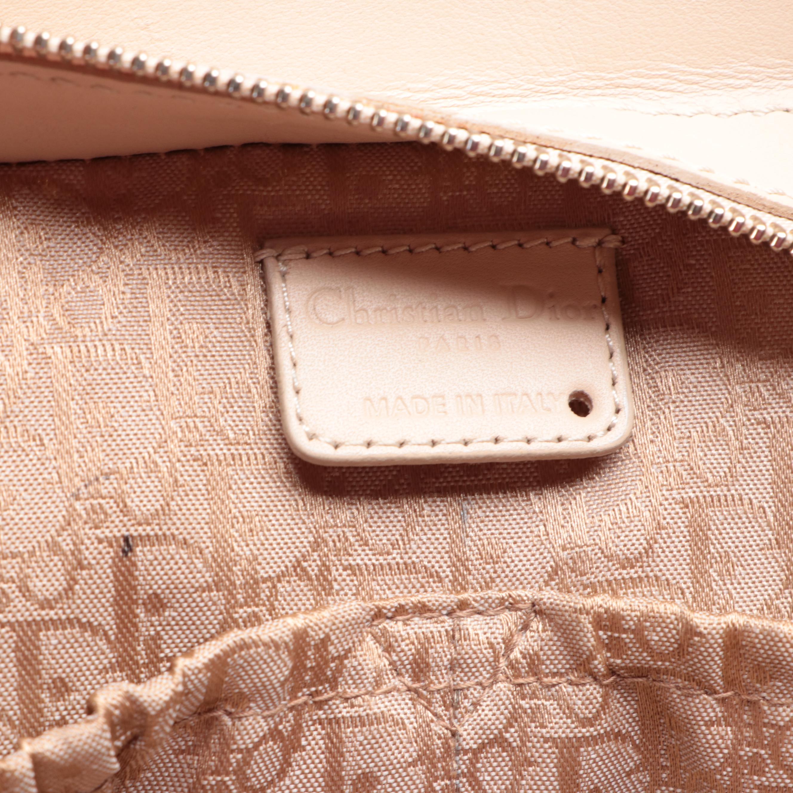 Christian Dior Large Tote Bag in Printed Canvas and Leather Trim