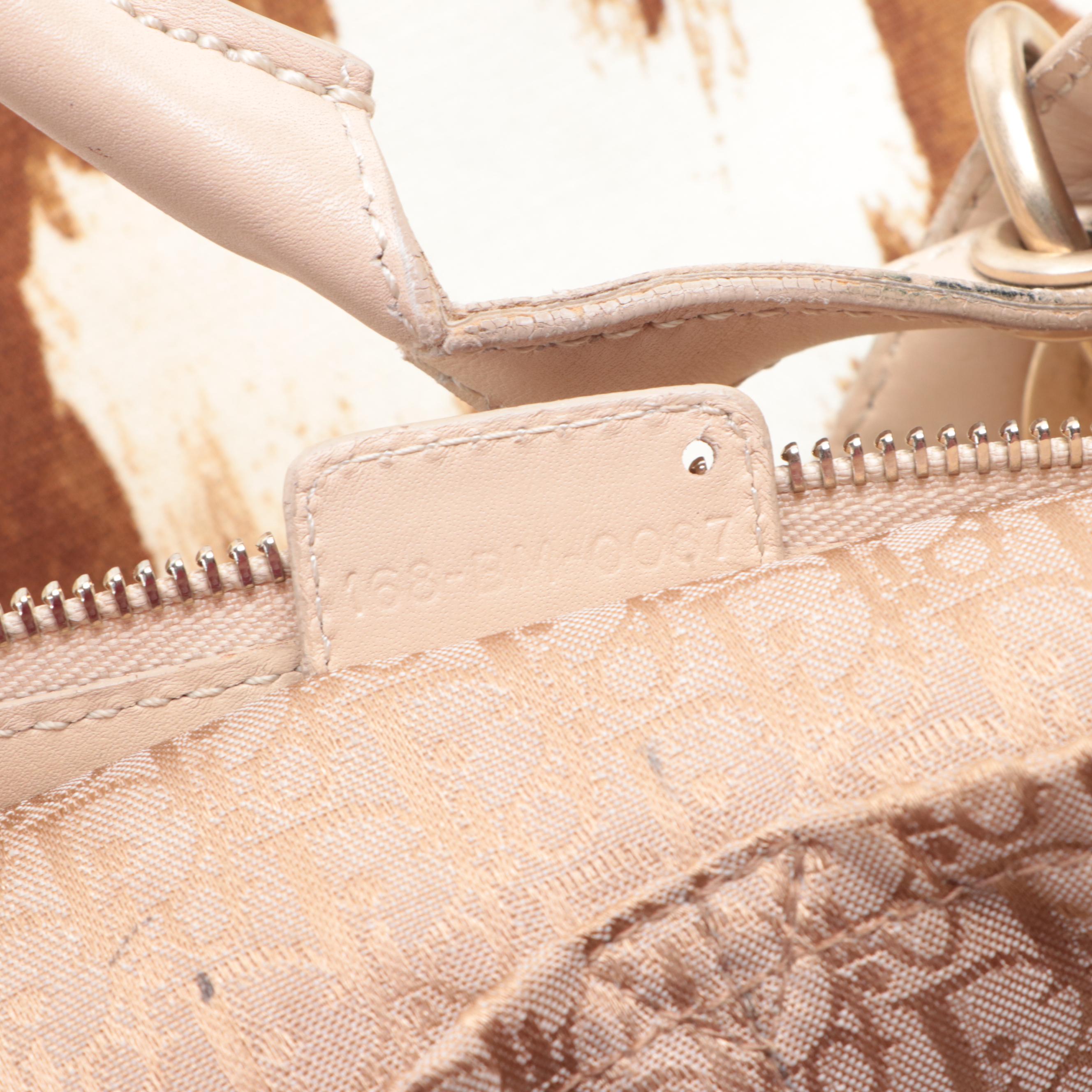 Christian Dior Large Tote Bag in Printed Canvas and Leather Trim