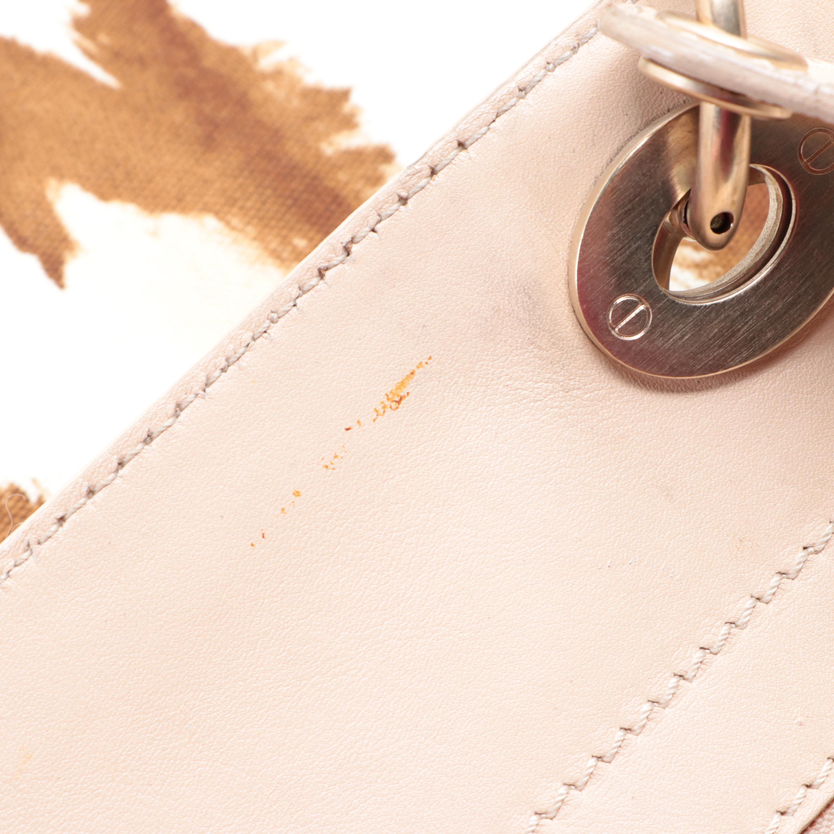 Christian Dior Large Tote Bag in Printed Canvas and Leather Trim