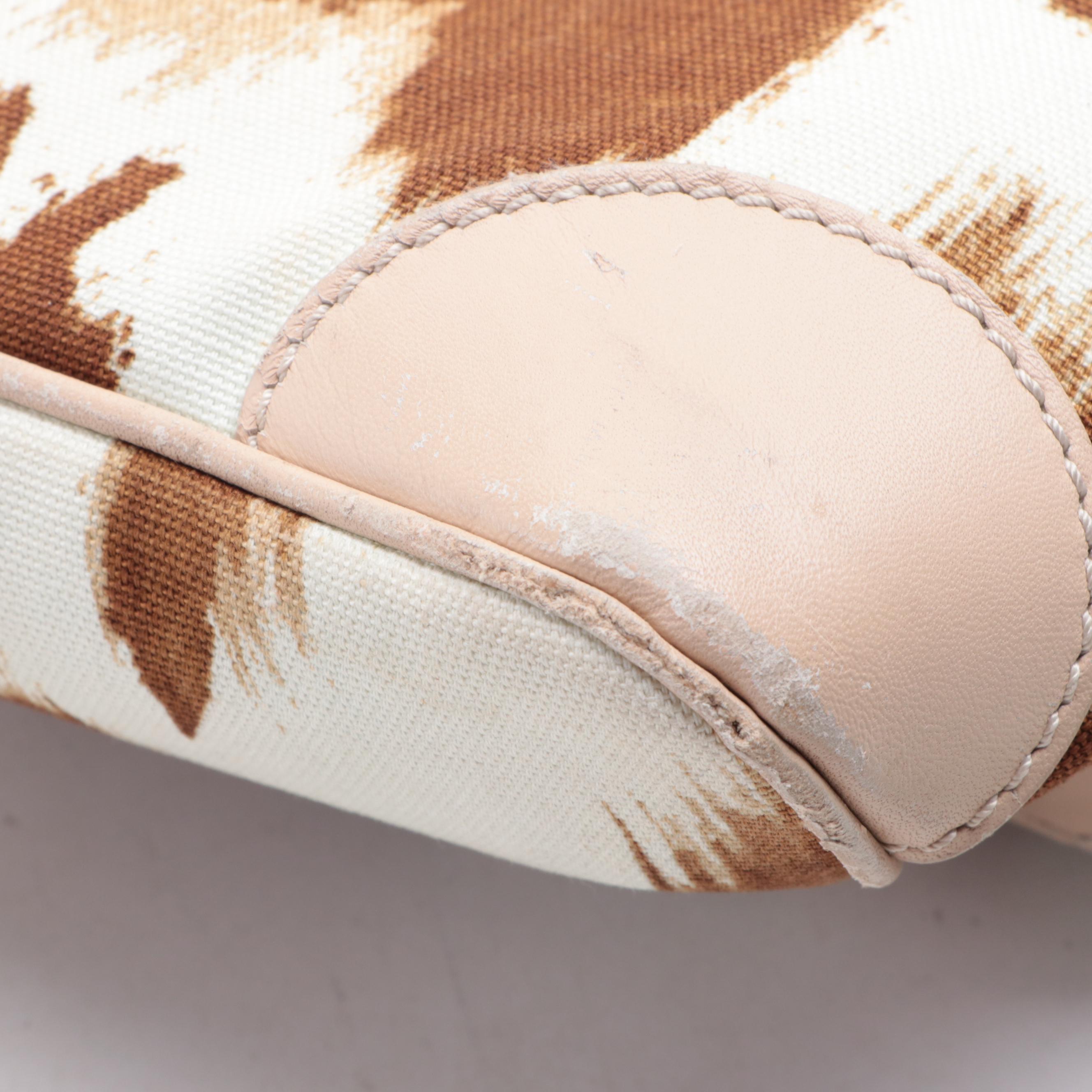 Christian Dior Large Tote Bag in Printed Canvas and Leather Trim