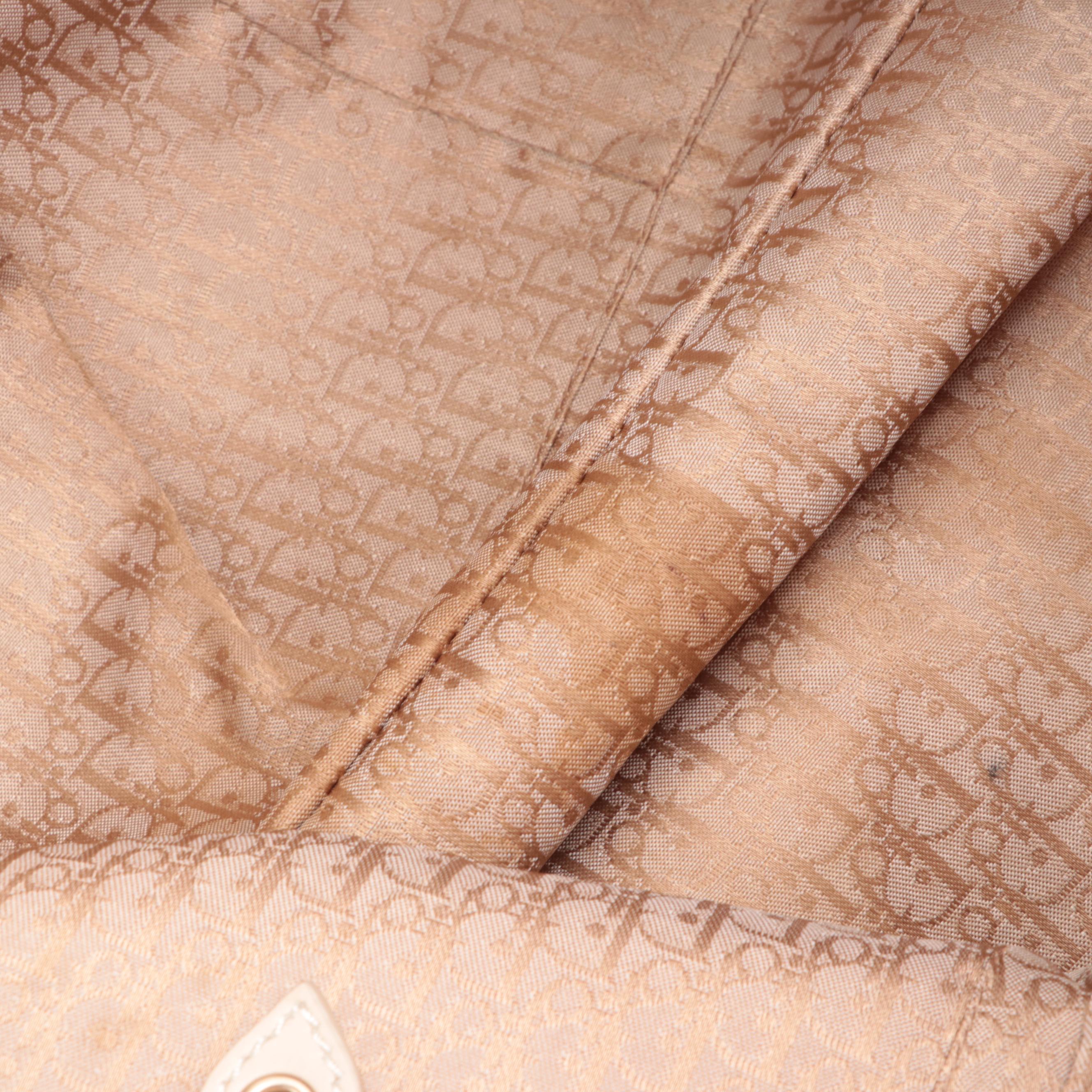 Christian Dior Large Tote Bag in Printed Canvas and Leather Trim