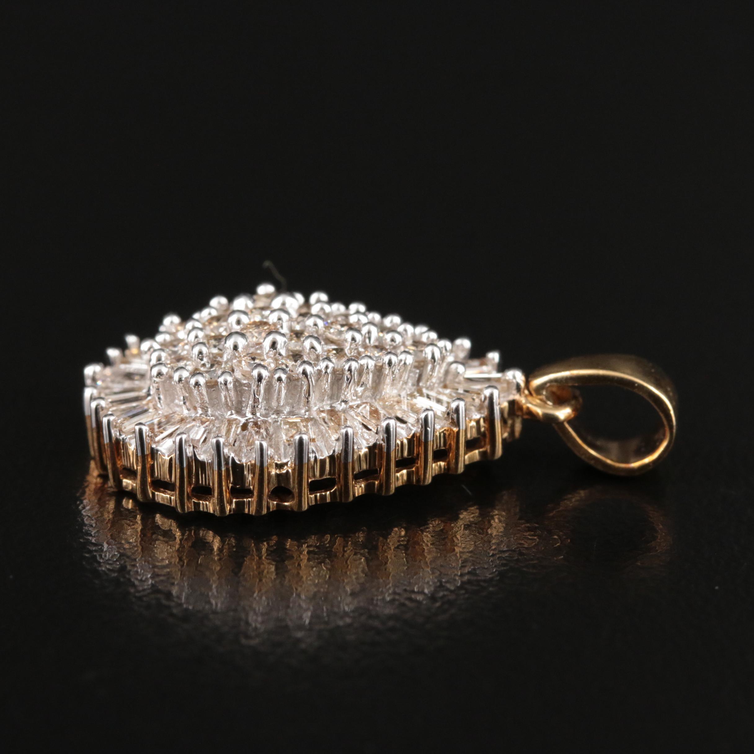 10K 1.00 CTW Diamond Cluster Pendant