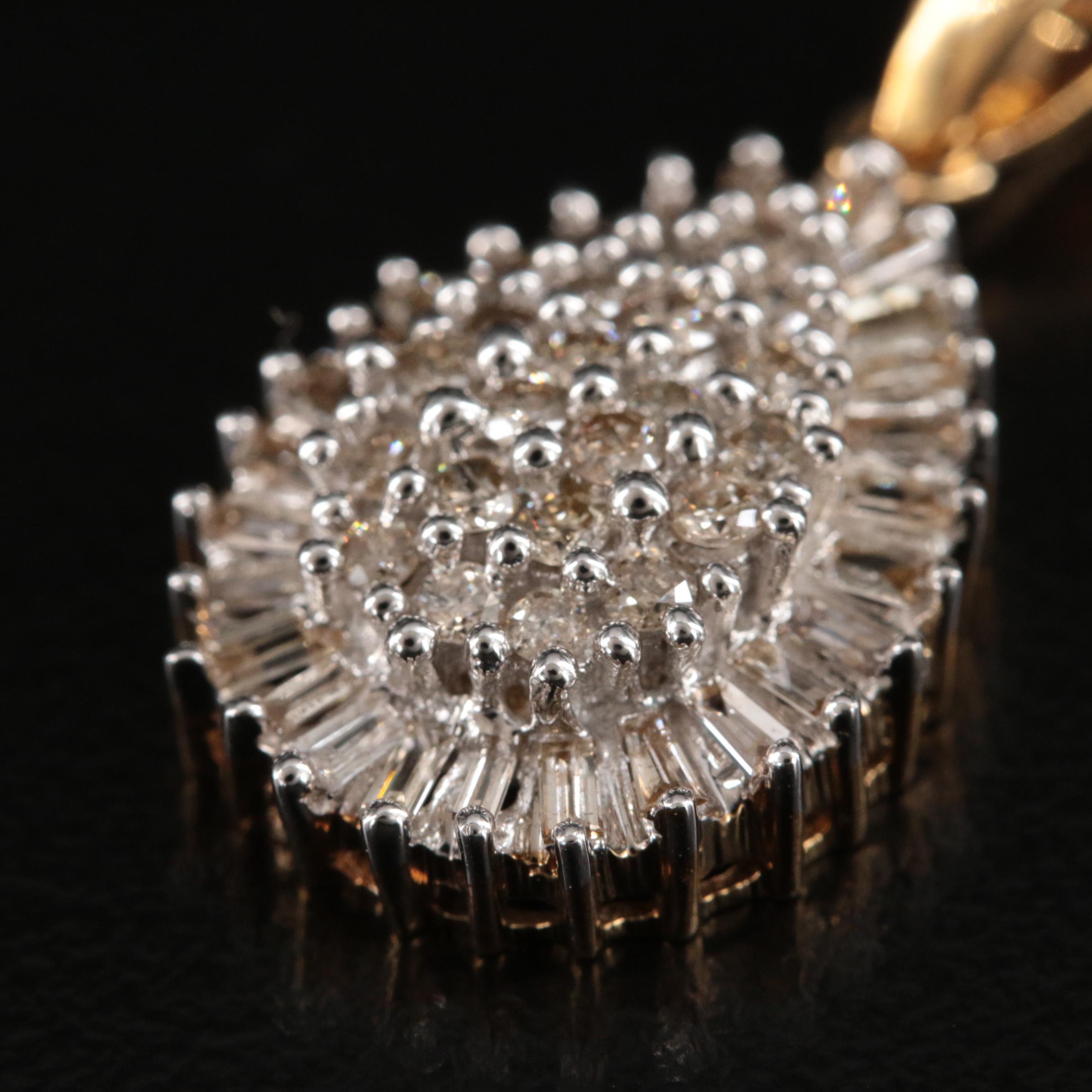 10K 1.00 CTW Diamond Cluster Pendant