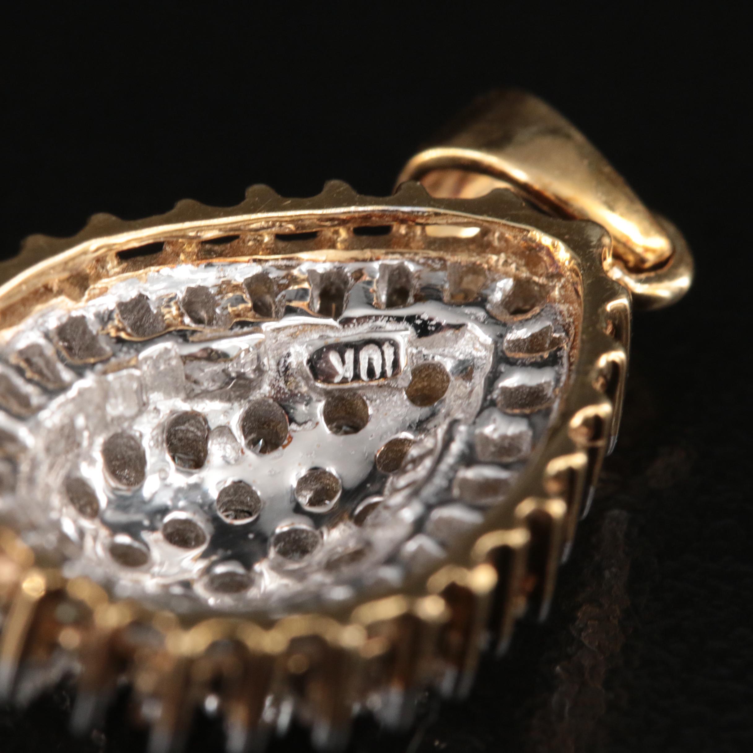 10K 1.00 CTW Diamond Cluster Pendant