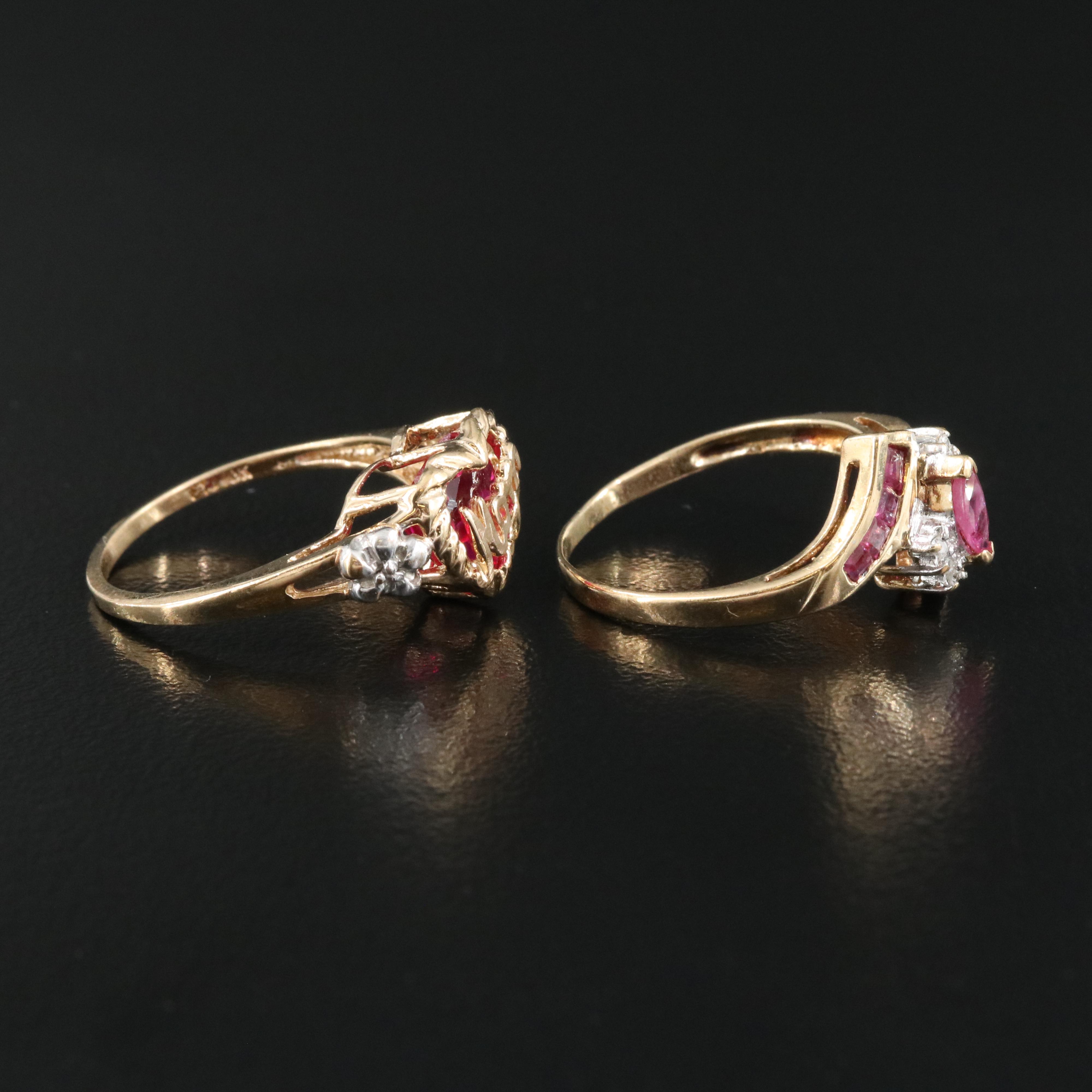 10K Ruby and Diamond Rings Including Mom Heart. Ruby and Diamond