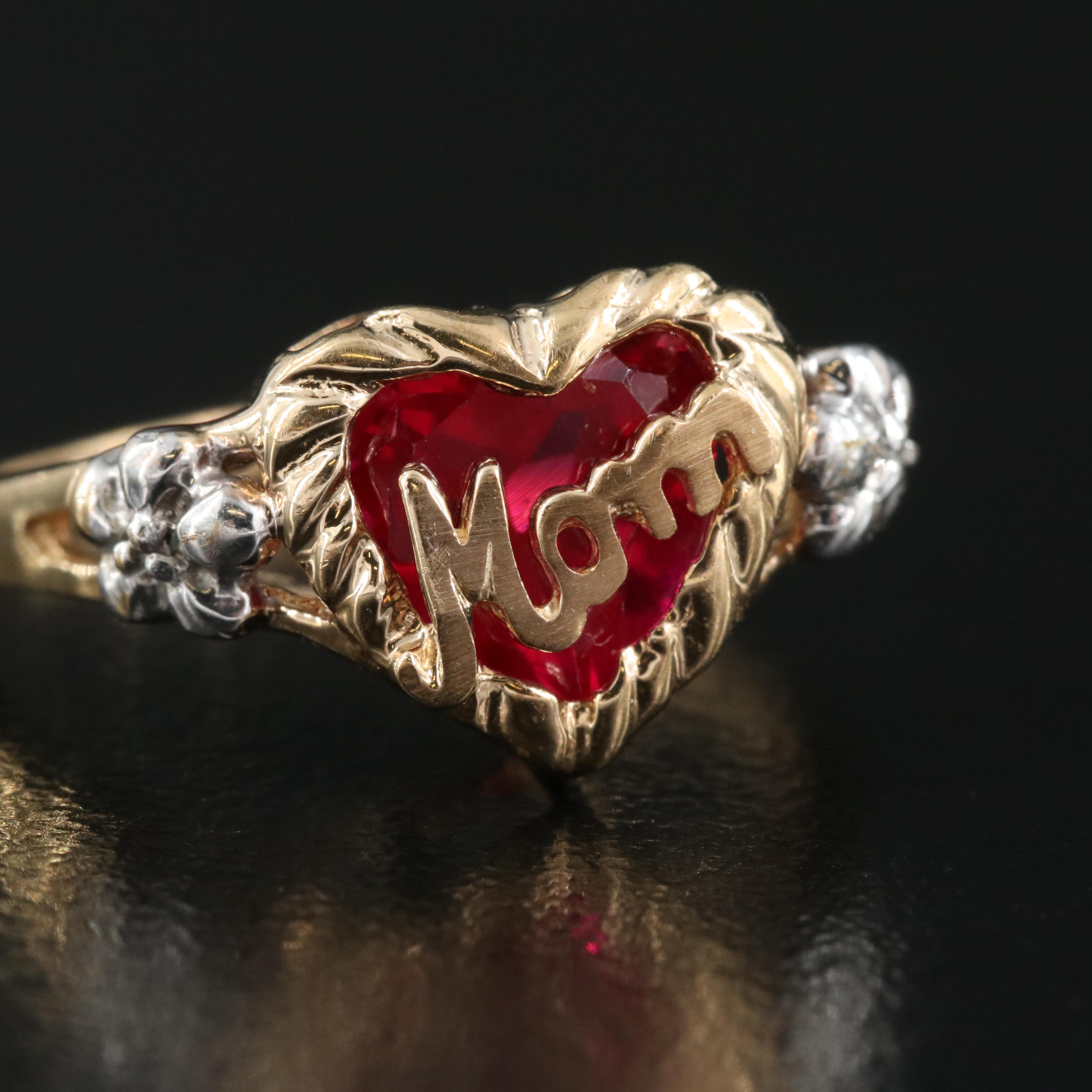 10K Ruby and Diamond Rings Including Mom Heart. Ruby and Diamond