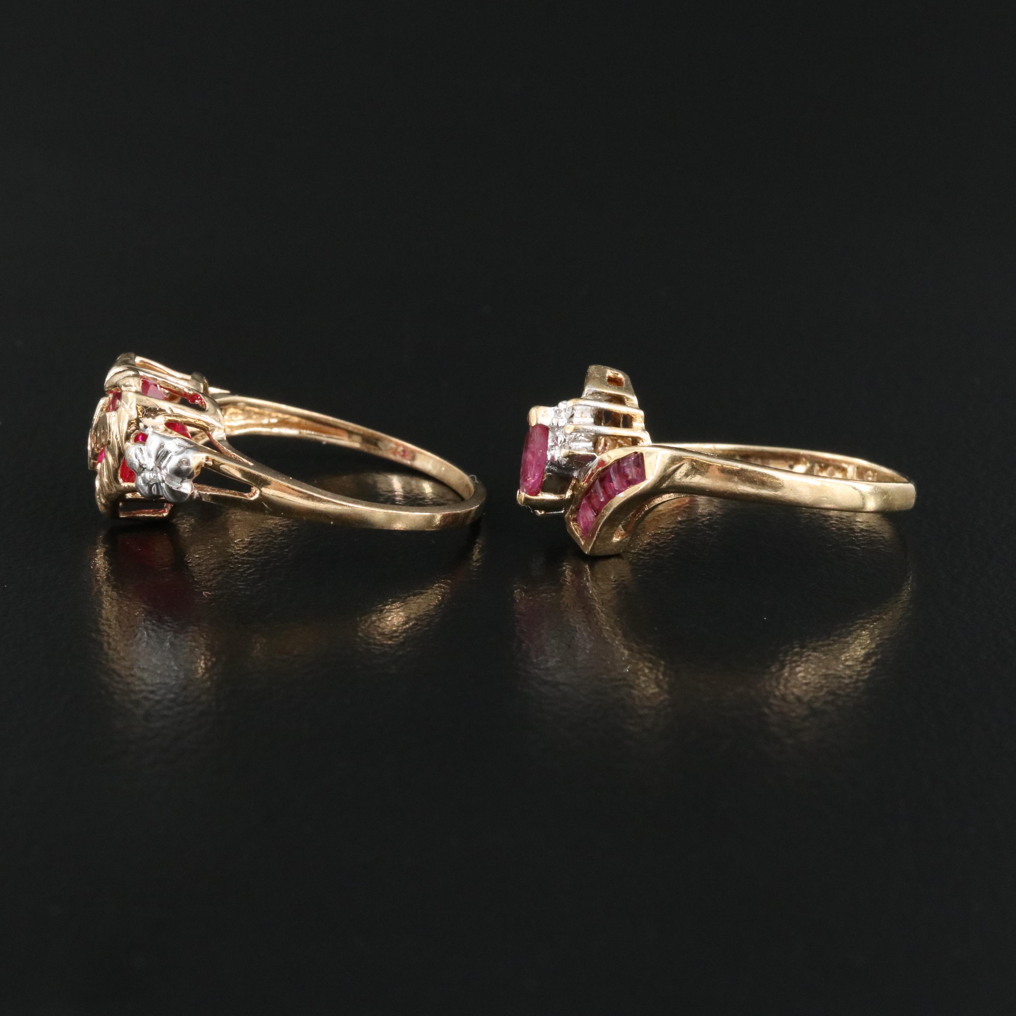 10K Ruby and Diamond Rings Including Mom Heart. Ruby and Diamond