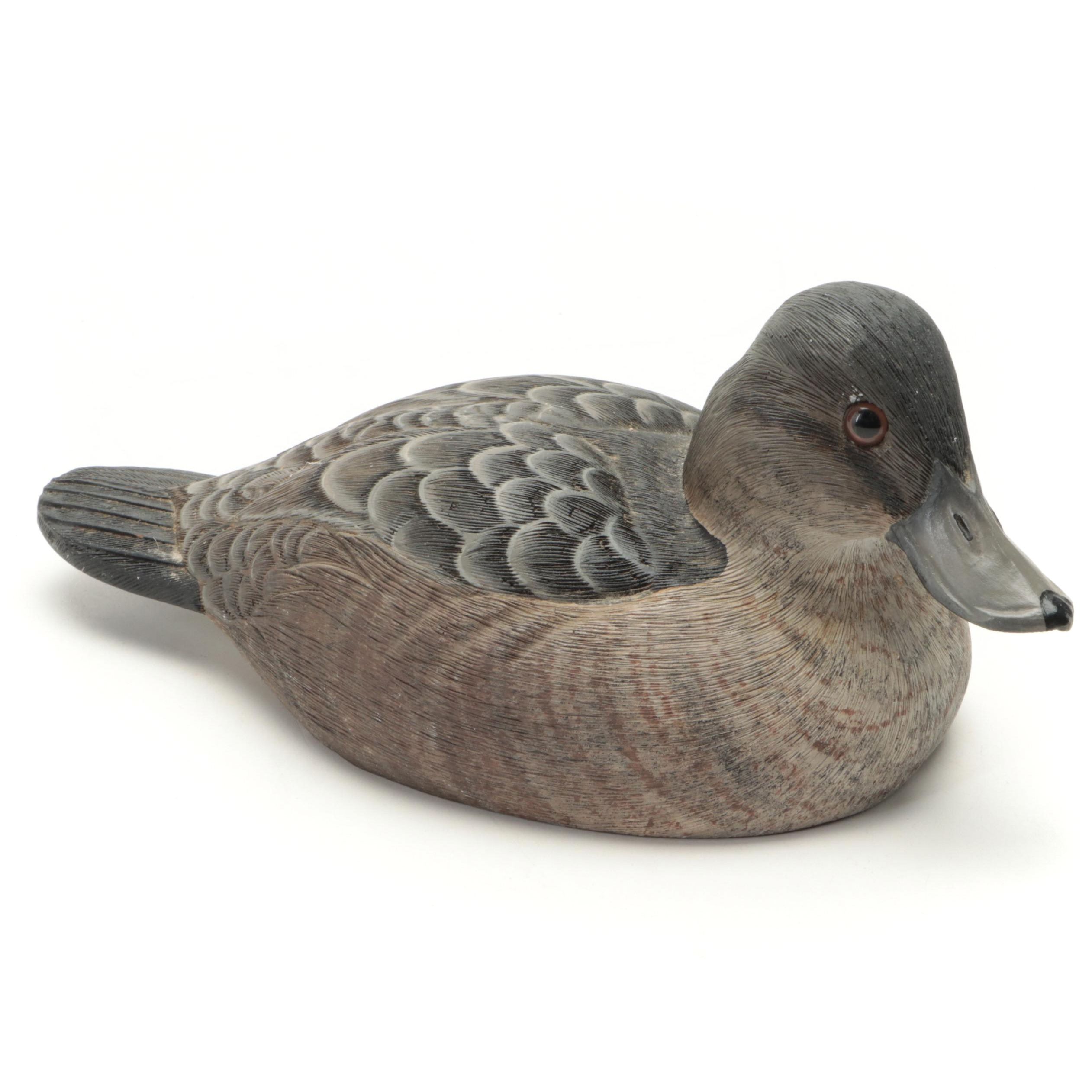 Artist Signed Hand-Painted Resin "Ruddy Duck Hen" Figurine, 1984